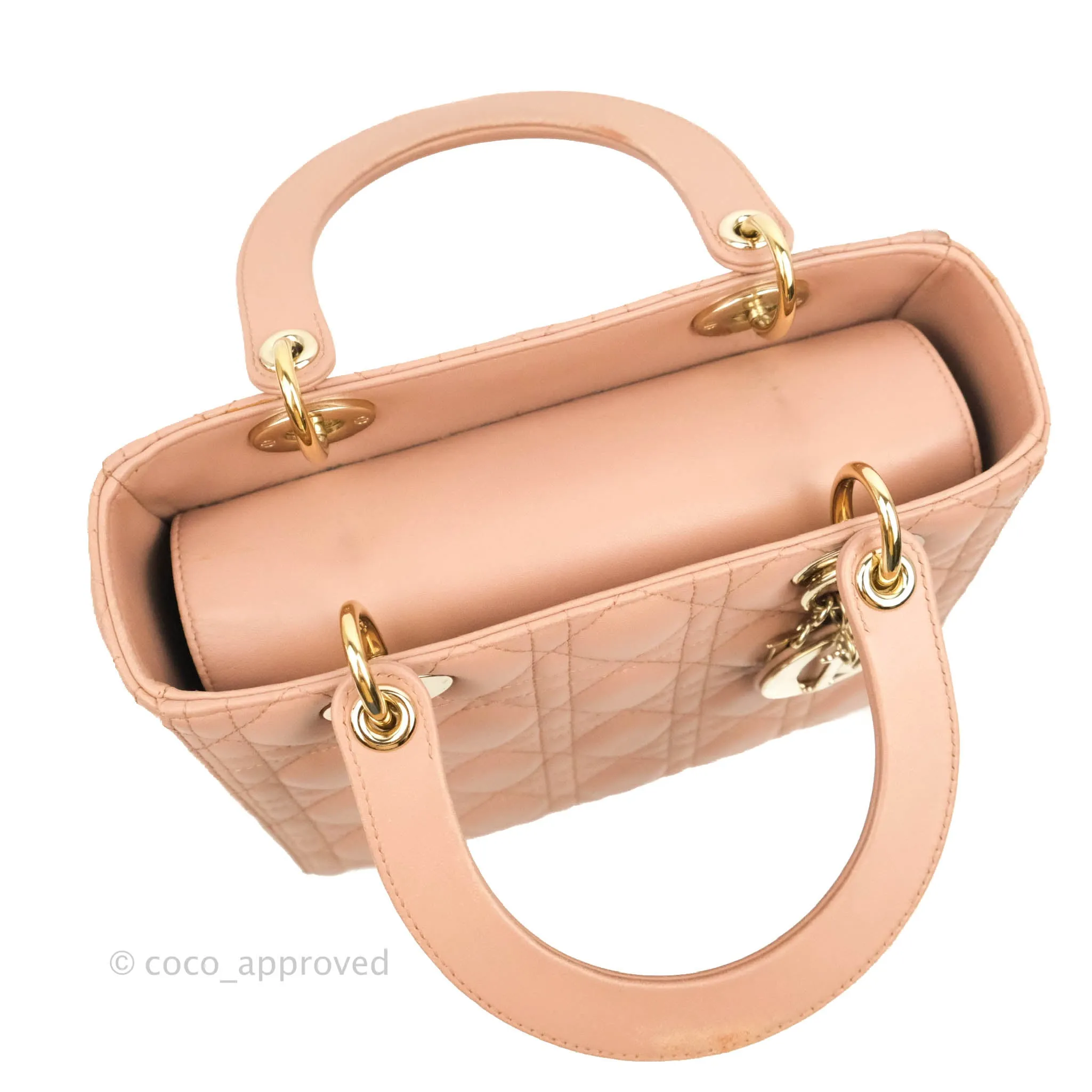 Christian Dior Medium Lady Dior Fard Blush Lambskin Gold Hardware