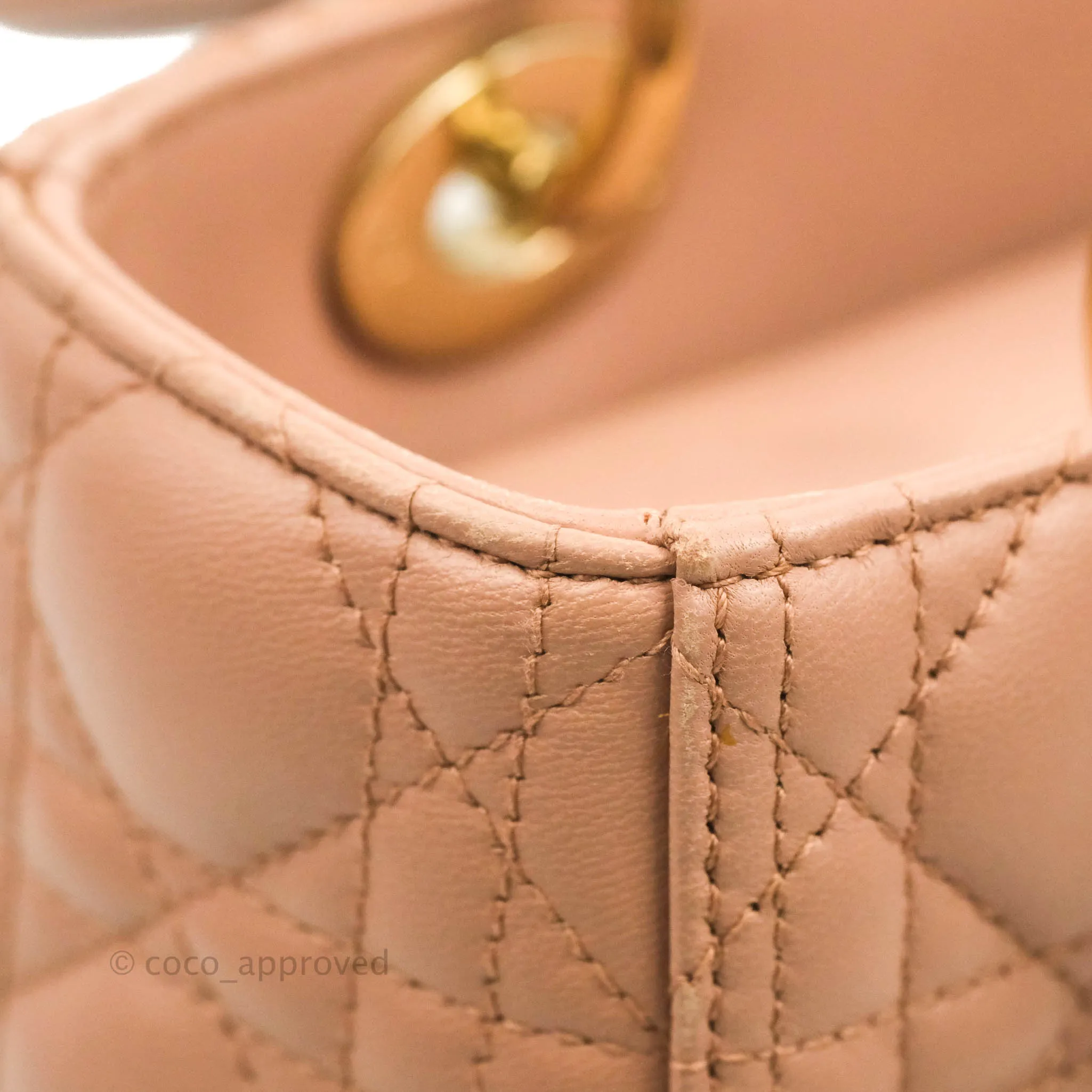 Christian Dior Medium Lady Dior Fard Blush Lambskin Gold Hardware