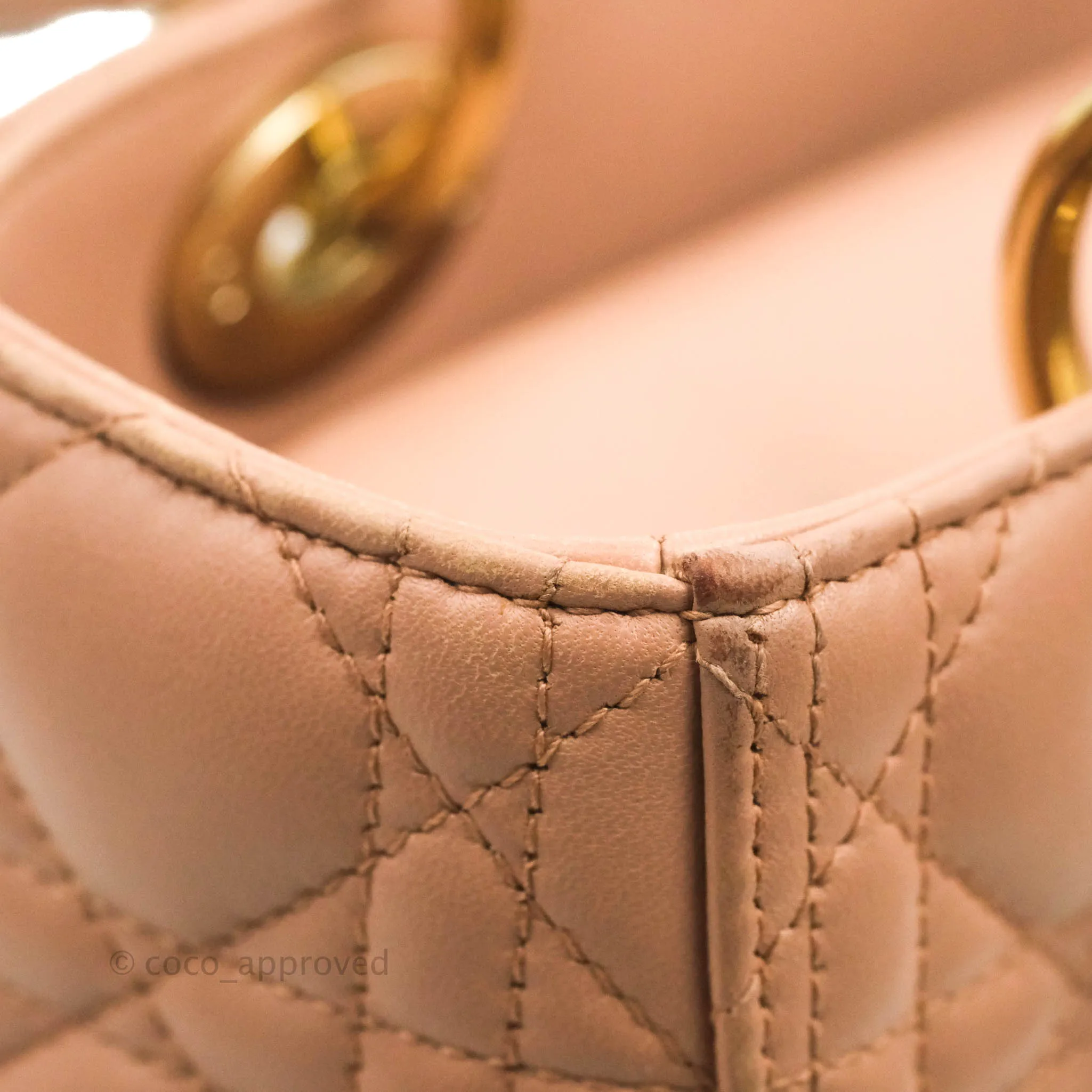 Christian Dior Medium Lady Dior Fard Blush Lambskin Gold Hardware