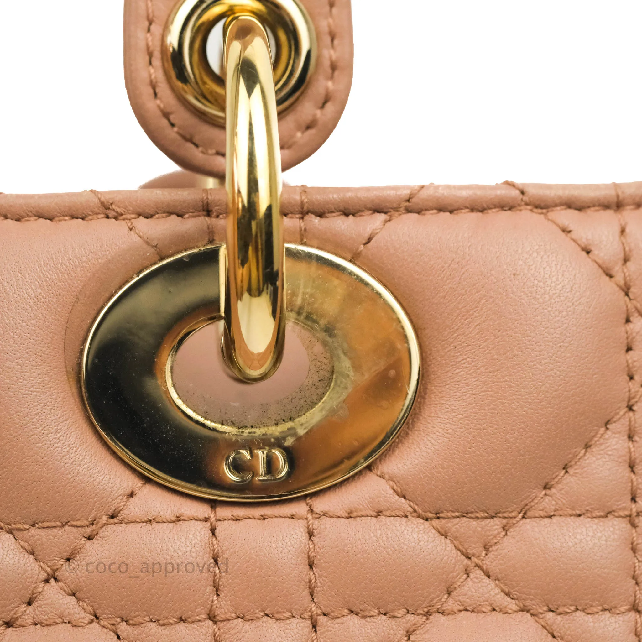 Christian Dior Medium Lady Dior Fard Blush Lambskin Gold Hardware