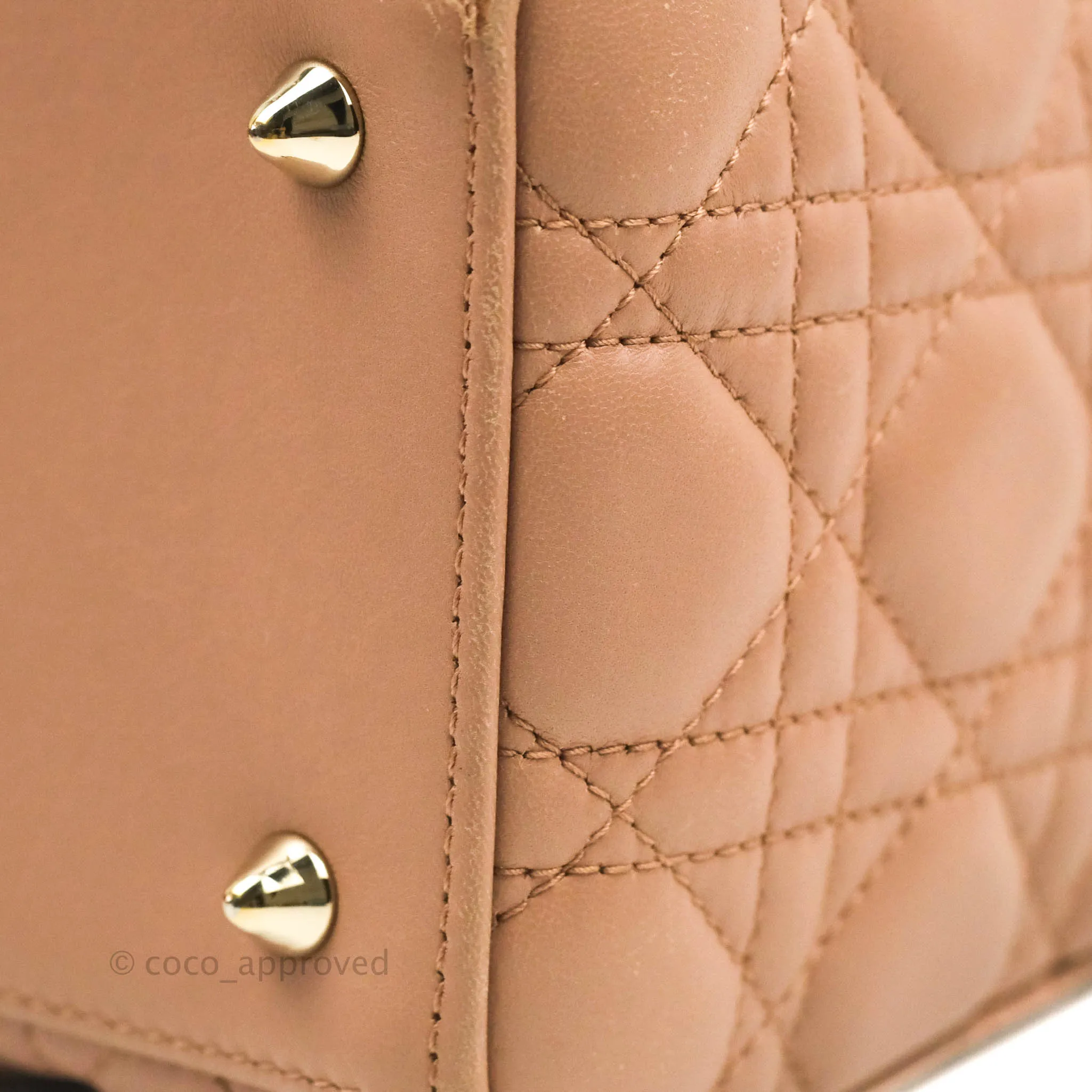 Christian Dior Medium Lady Dior Fard Blush Lambskin Gold Hardware