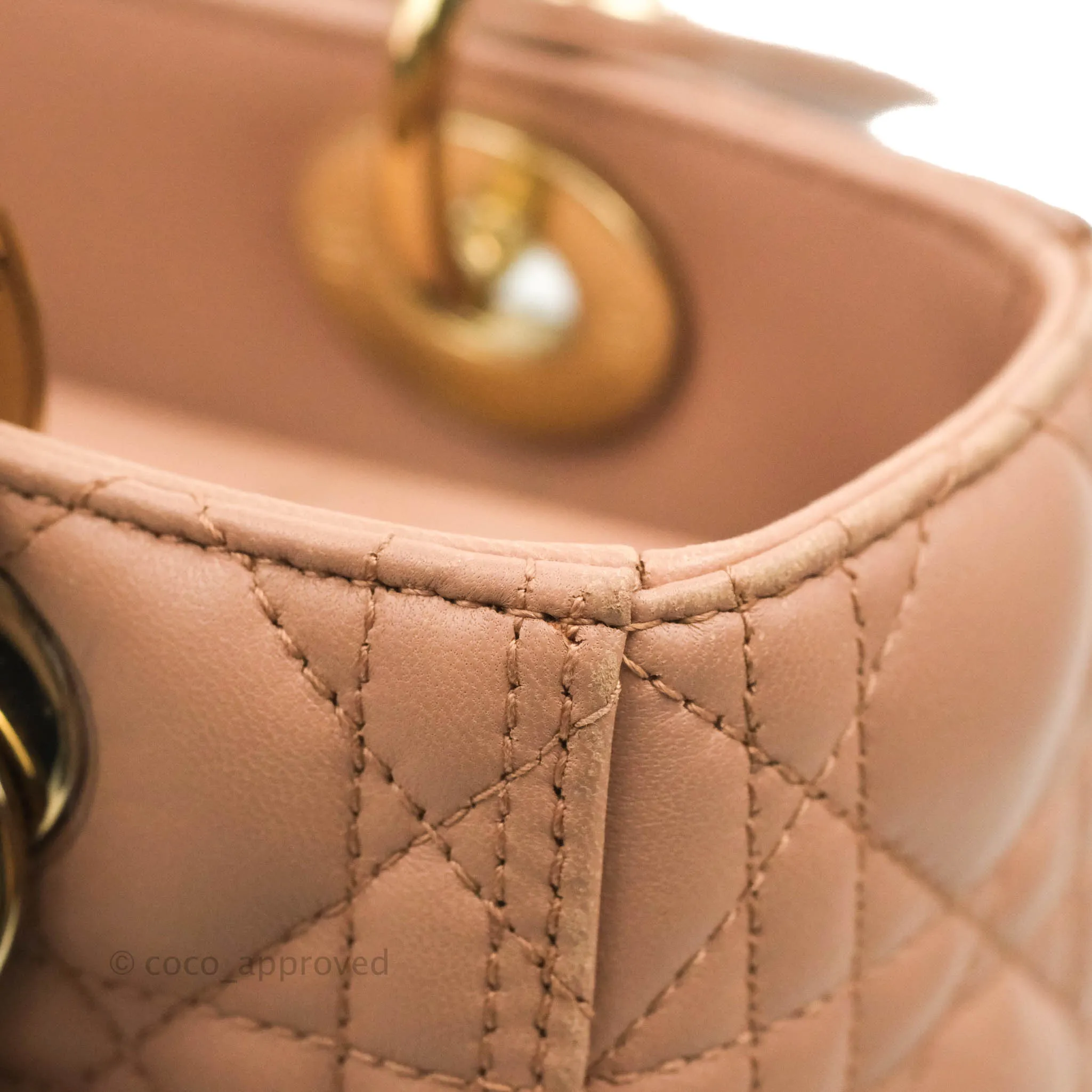 Christian Dior Medium Lady Dior Fard Blush Lambskin Gold Hardware