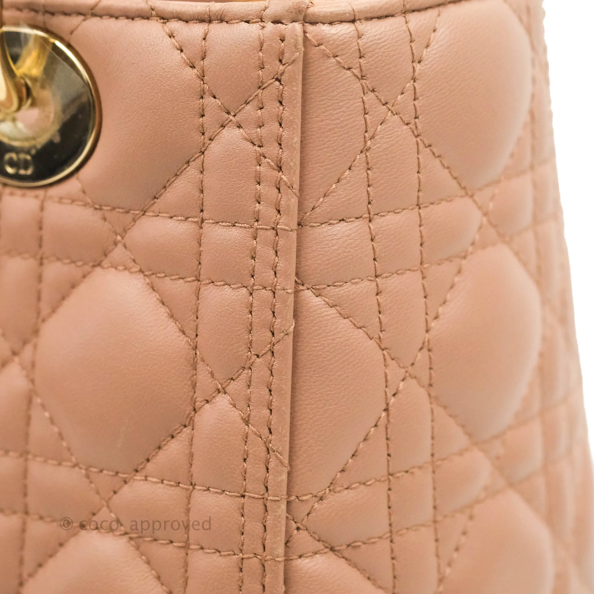 Christian Dior Medium Lady Dior Fard Blush Lambskin Gold Hardware