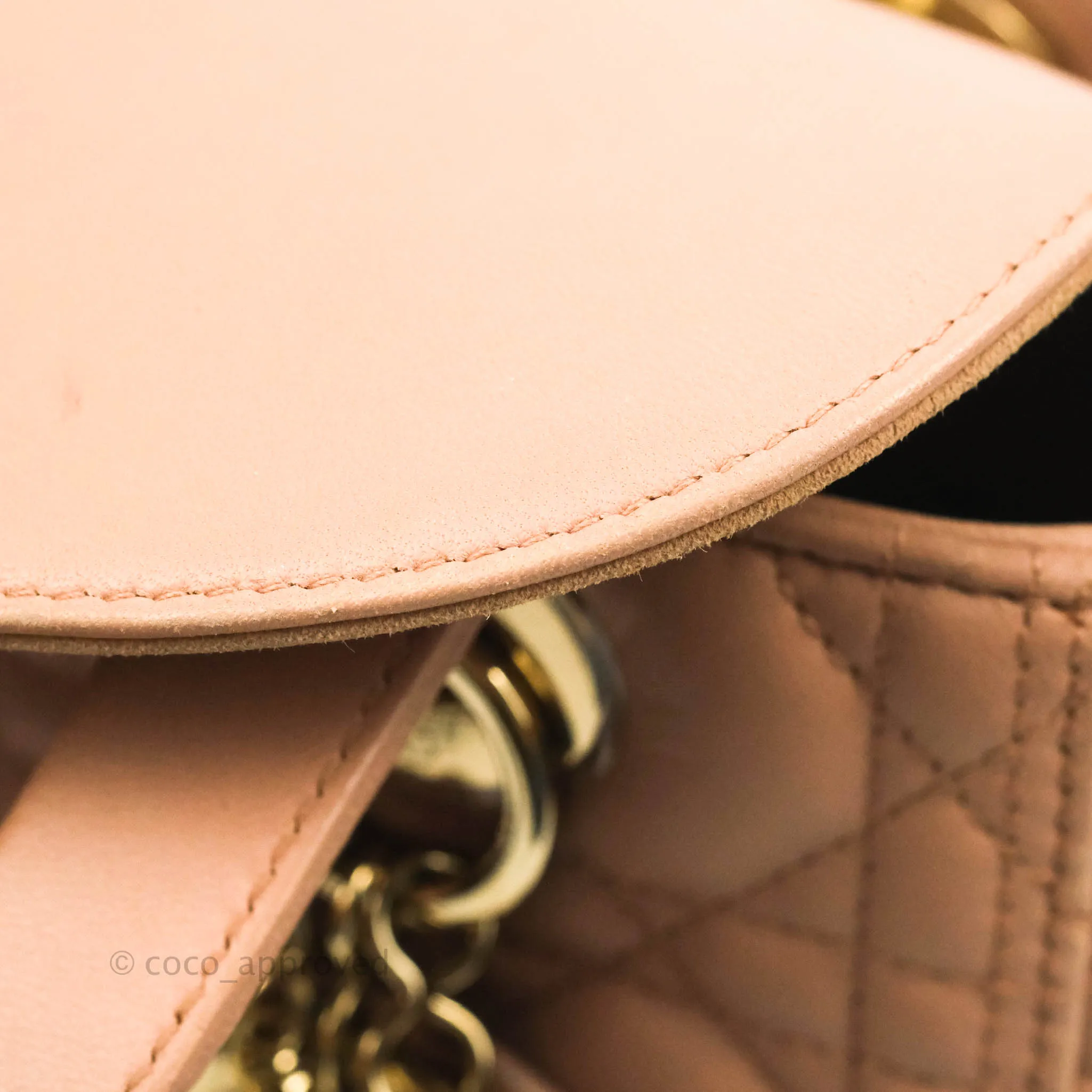 Christian Dior Medium Lady Dior Fard Blush Lambskin Gold Hardware