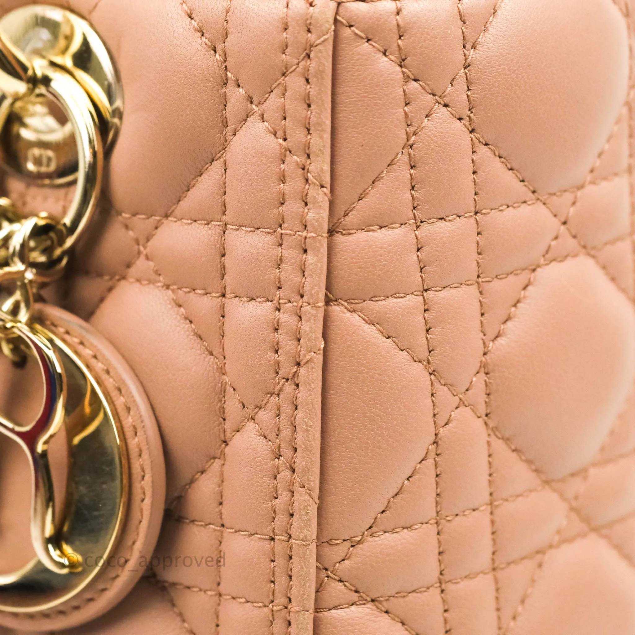 Christian Dior Medium Lady Dior Fard Blush Lambskin Gold Hardware