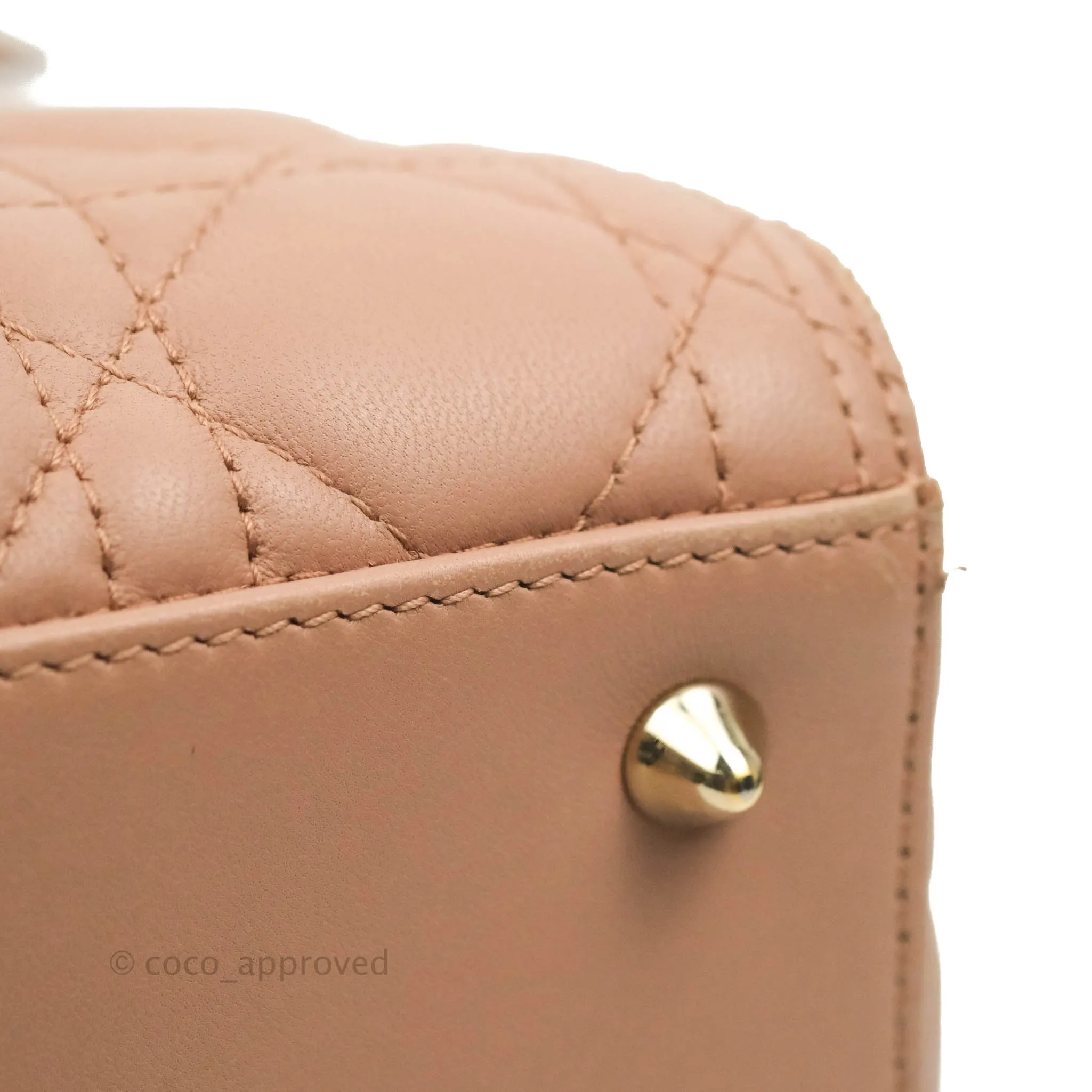 Christian Dior Medium Lady Dior Fard Blush Lambskin Gold Hardware
