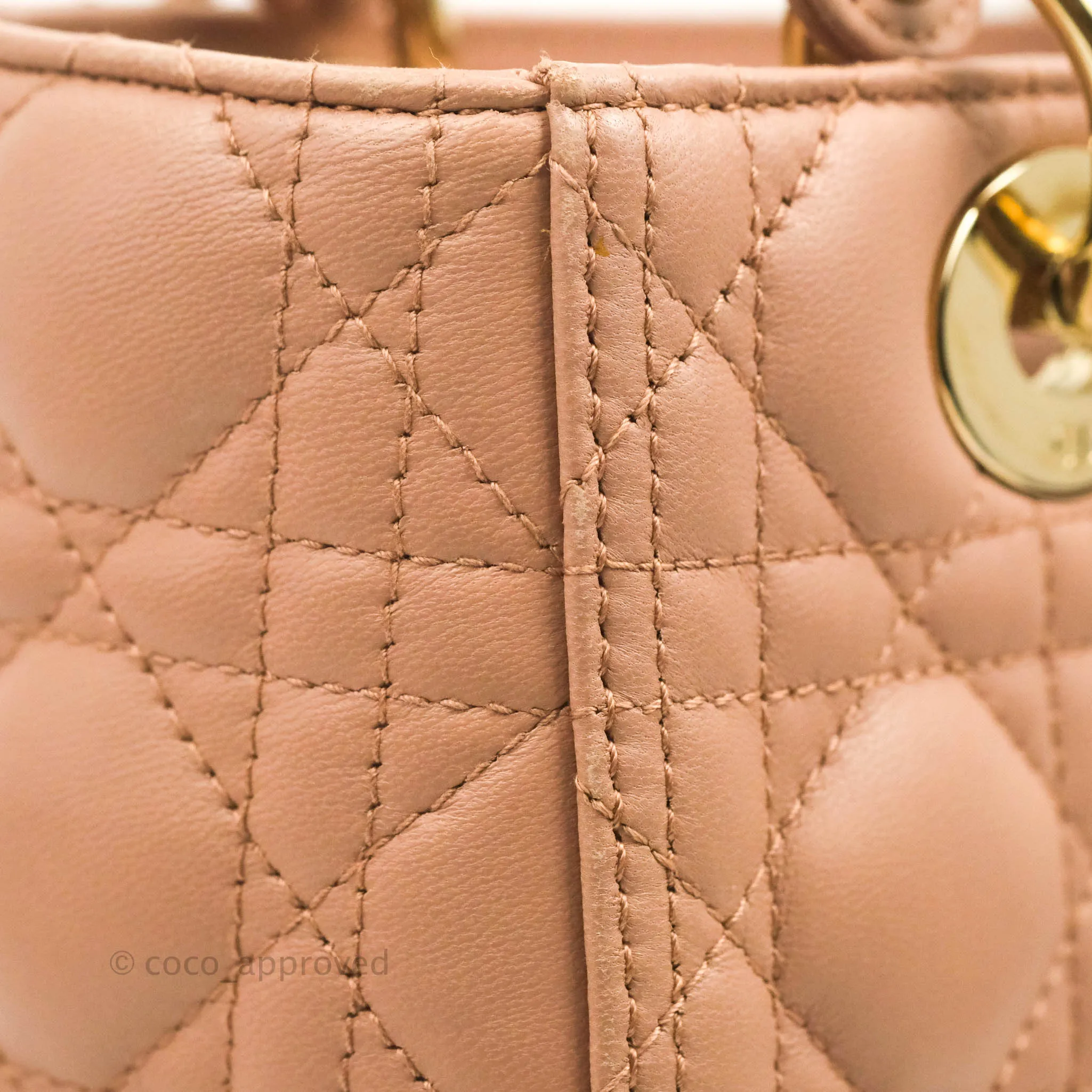 Christian Dior Medium Lady Dior Fard Blush Lambskin Gold Hardware