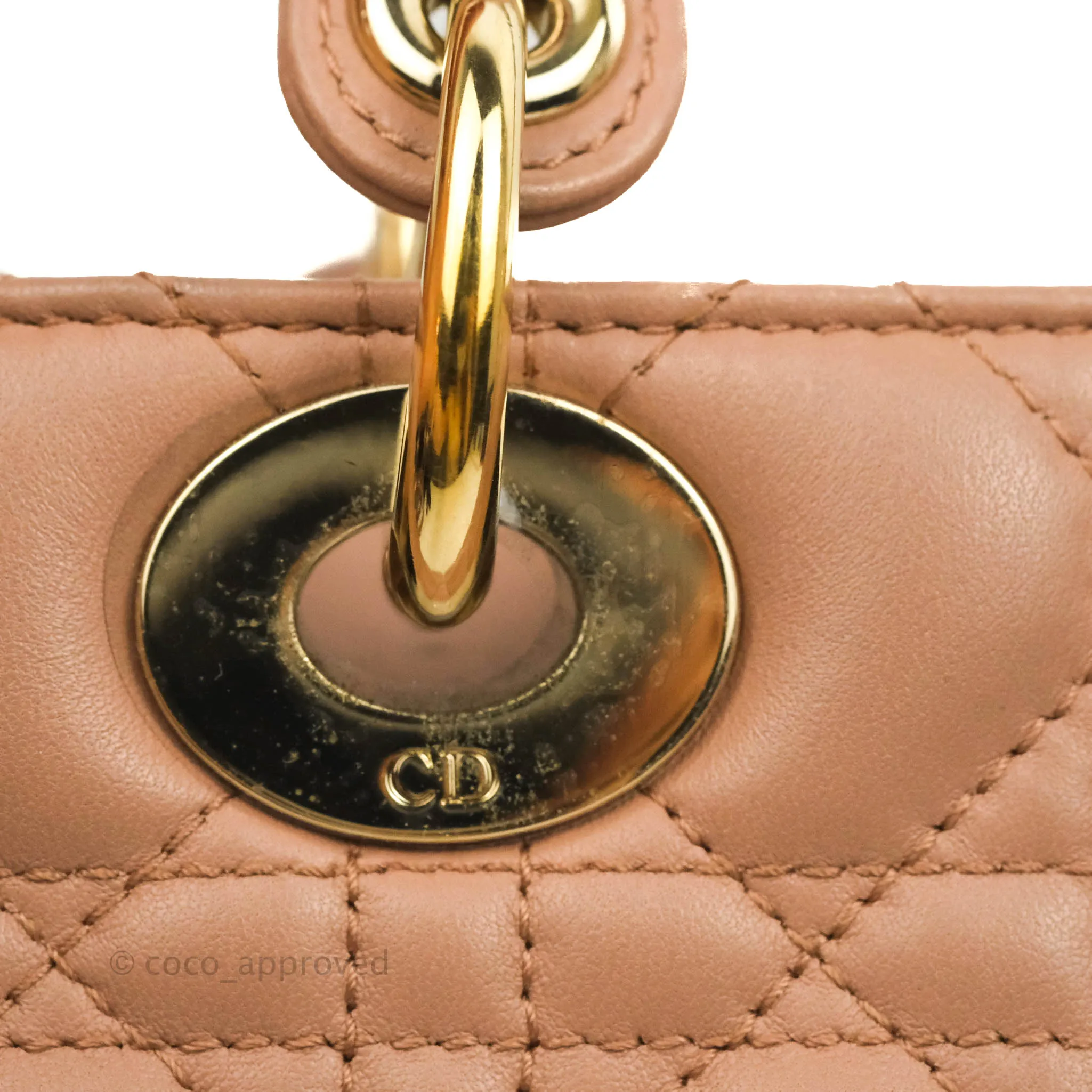 Christian Dior Medium Lady Dior Fard Blush Lambskin Gold Hardware