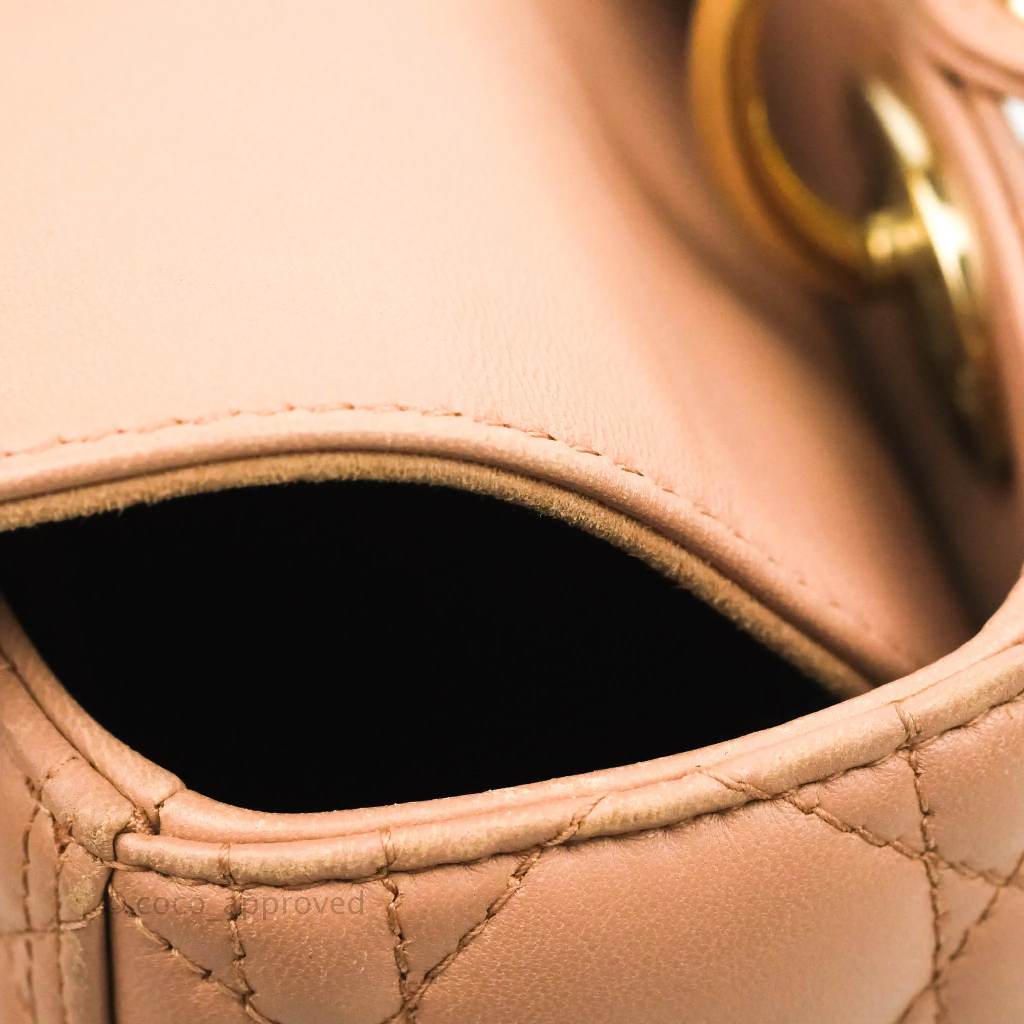 Christian Dior Medium Lady Dior Fard Blush Lambskin Gold Hardware
