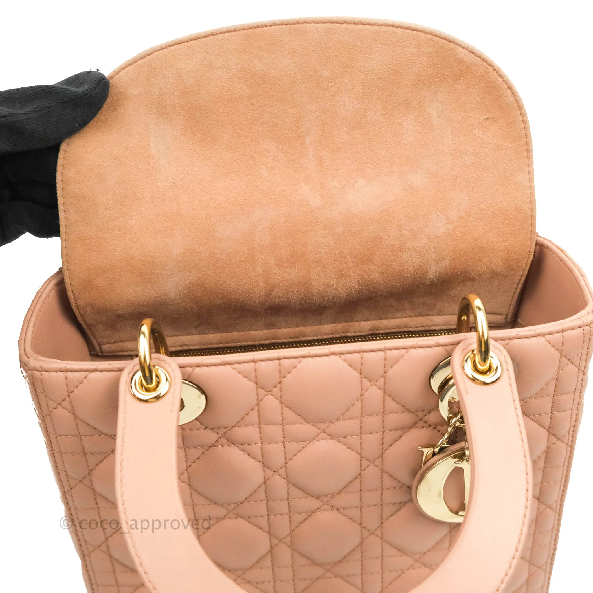 Christian Dior Medium Lady Dior Fard Blush Lambskin Gold Hardware