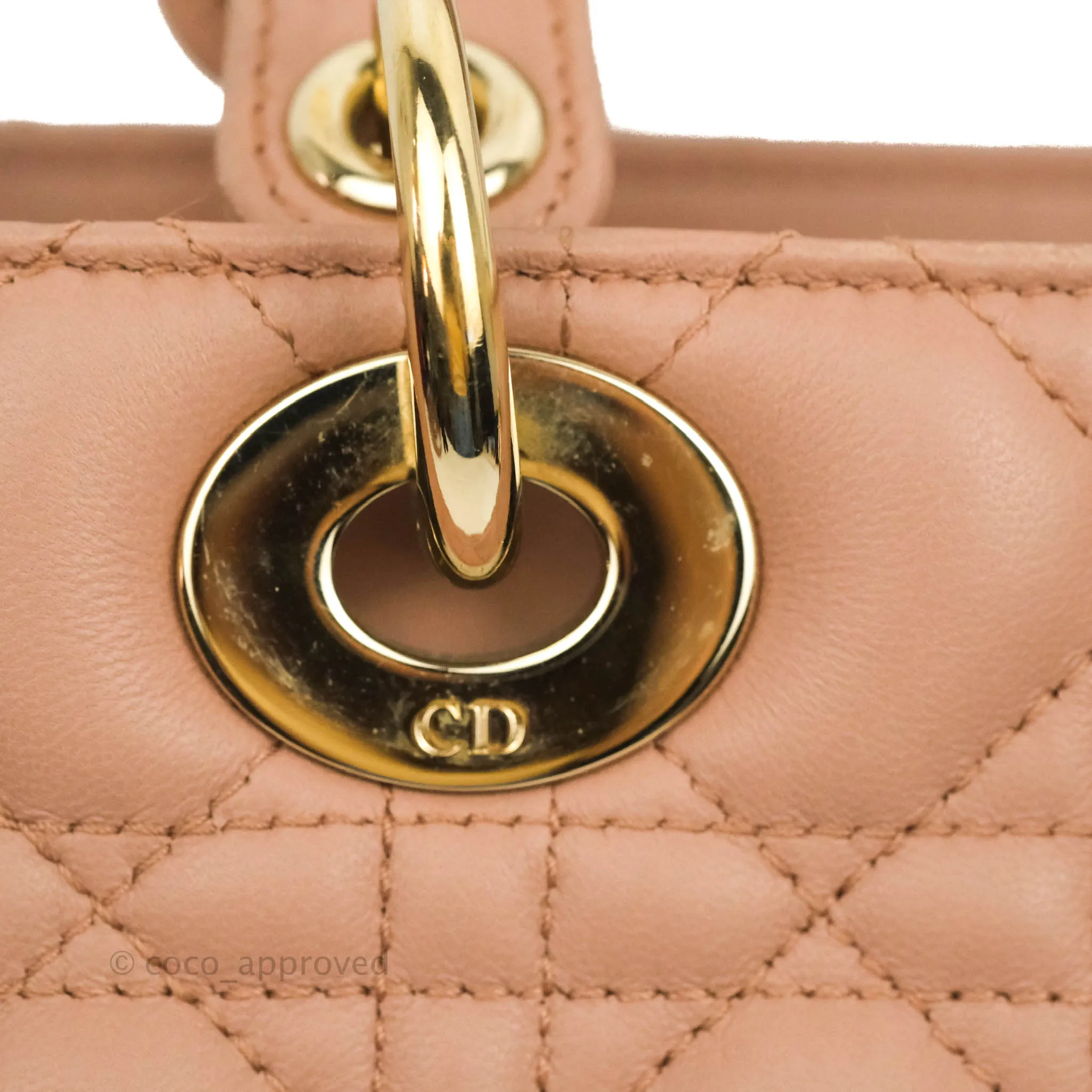 Christian Dior Medium Lady Dior Fard Blush Lambskin Gold Hardware