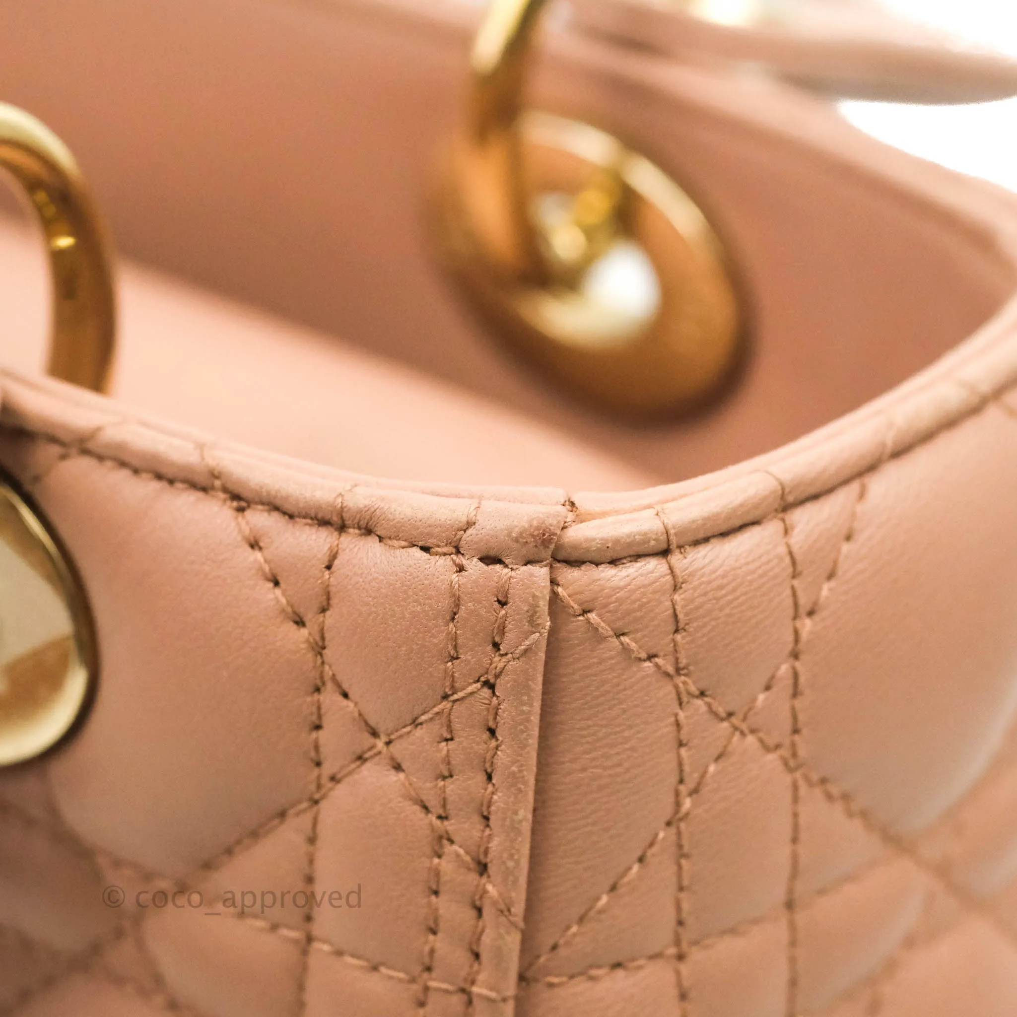 Christian Dior Medium Lady Dior Fard Blush Lambskin Gold Hardware