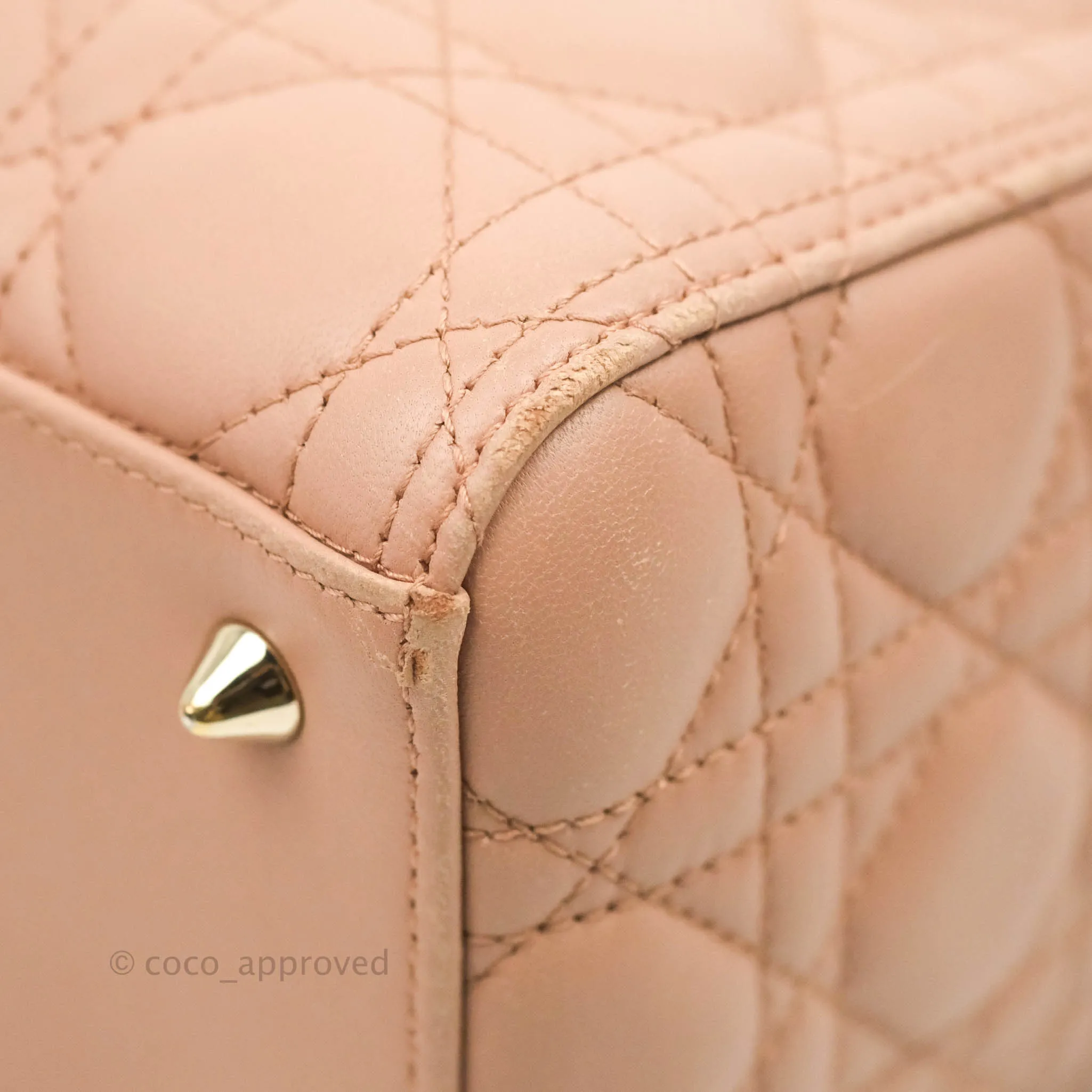Christian Dior Medium Lady Dior Fard Blush Lambskin Gold Hardware