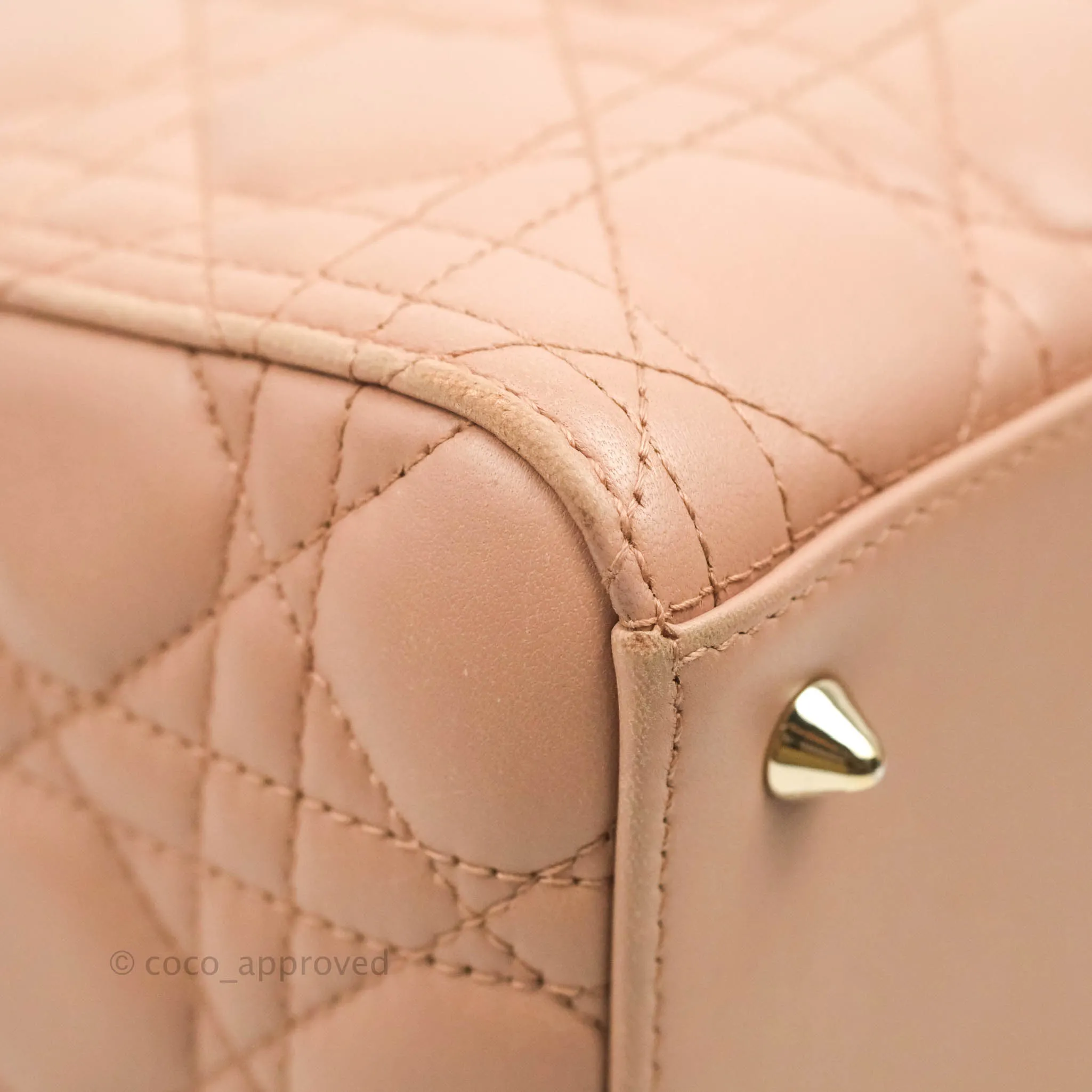 Christian Dior Medium Lady Dior Fard Blush Lambskin Gold Hardware
