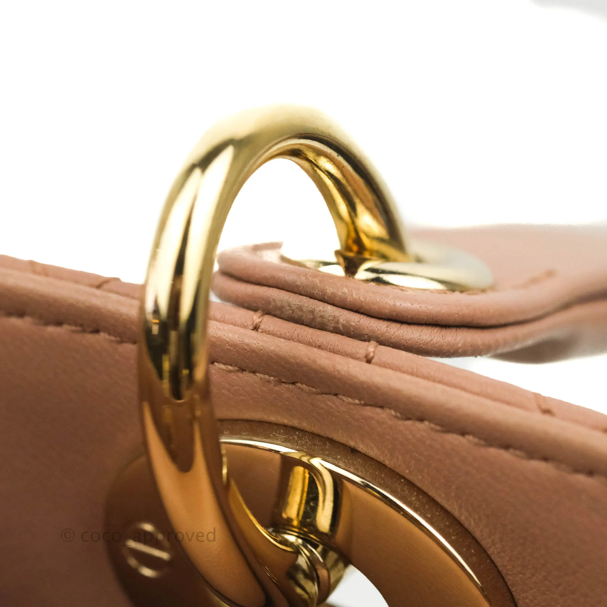 Christian Dior Medium Lady Dior Fard Blush Lambskin Gold Hardware