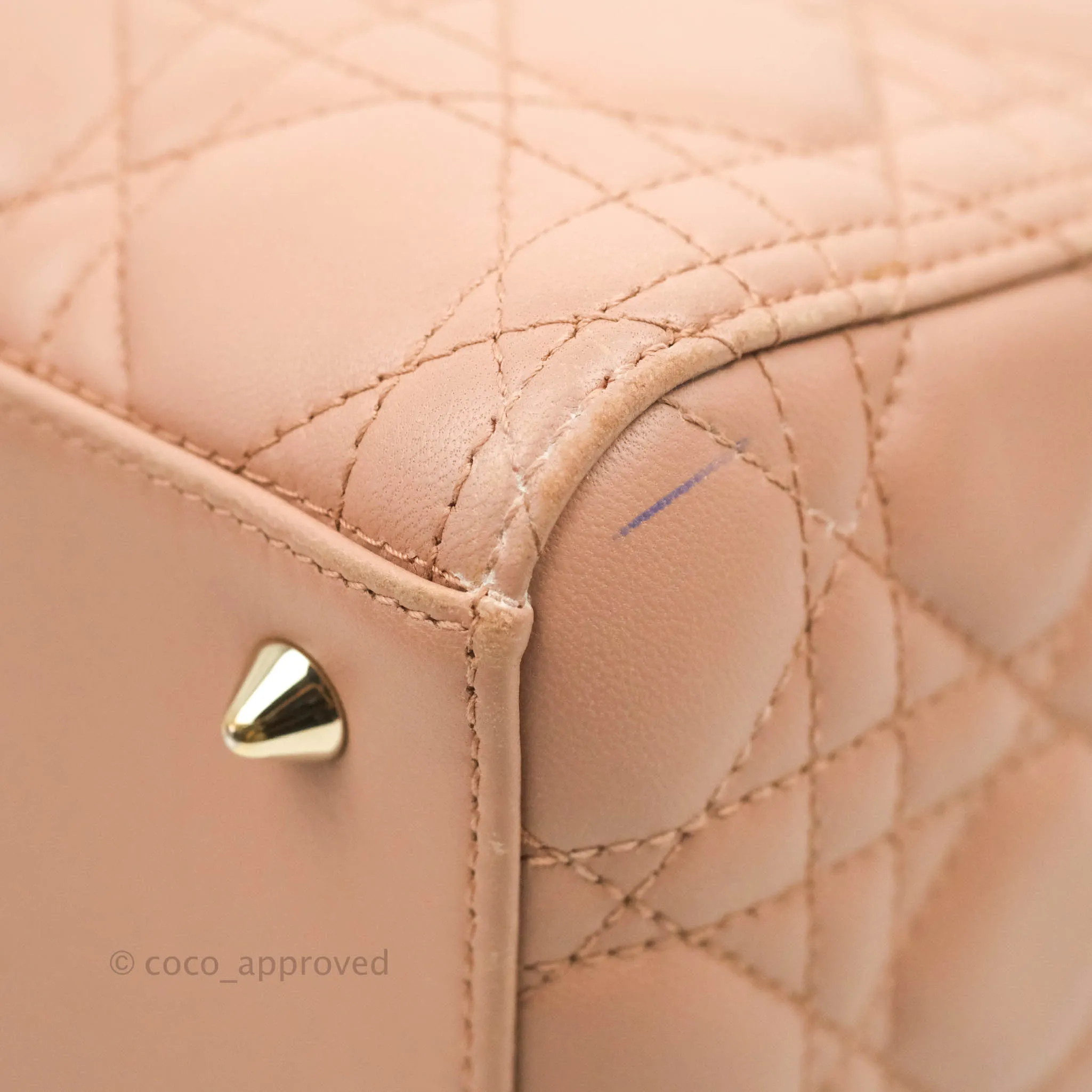 Christian Dior Medium Lady Dior Fard Blush Lambskin Gold Hardware
