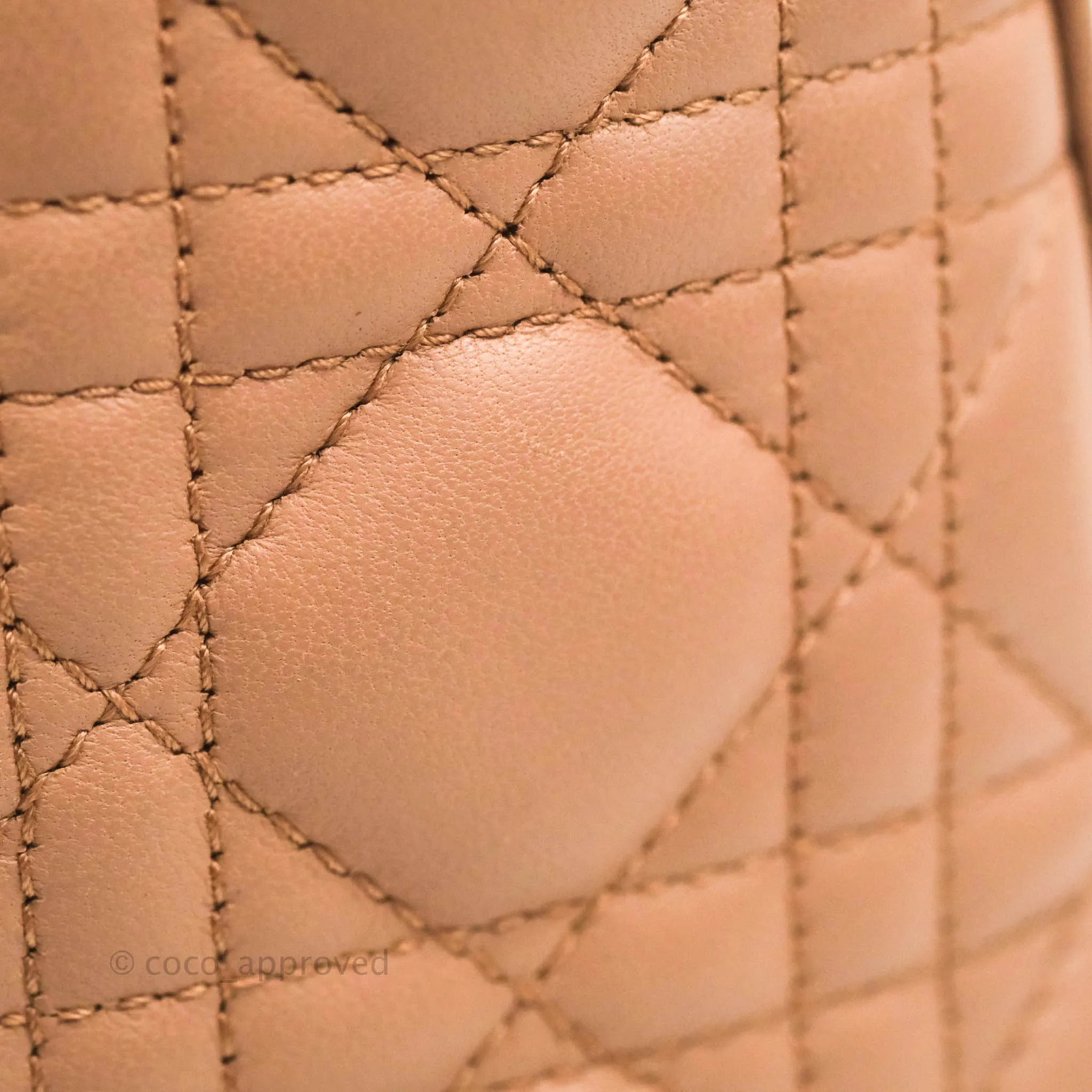 Christian Dior Medium Lady Dior Fard Blush Lambskin Gold Hardware