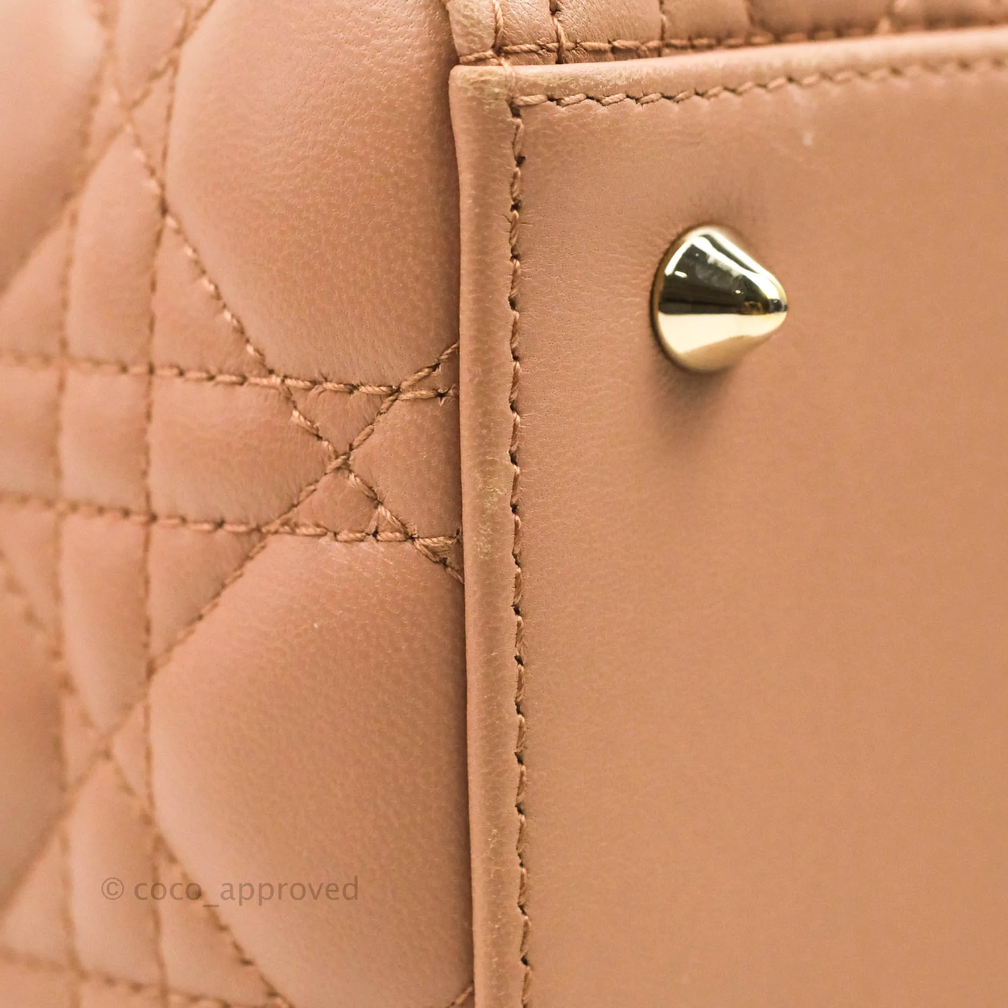 Christian Dior Medium Lady Dior Fard Blush Lambskin Gold Hardware