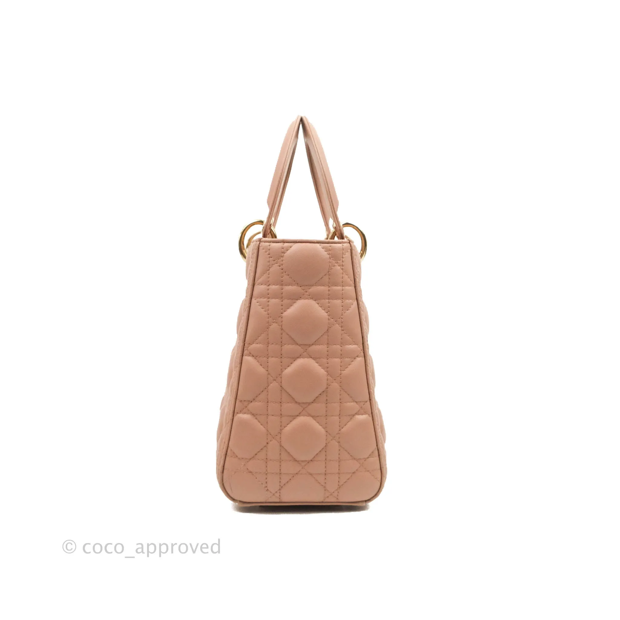 Christian Dior Medium Lady Dior Fard Blush Lambskin Gold Hardware
