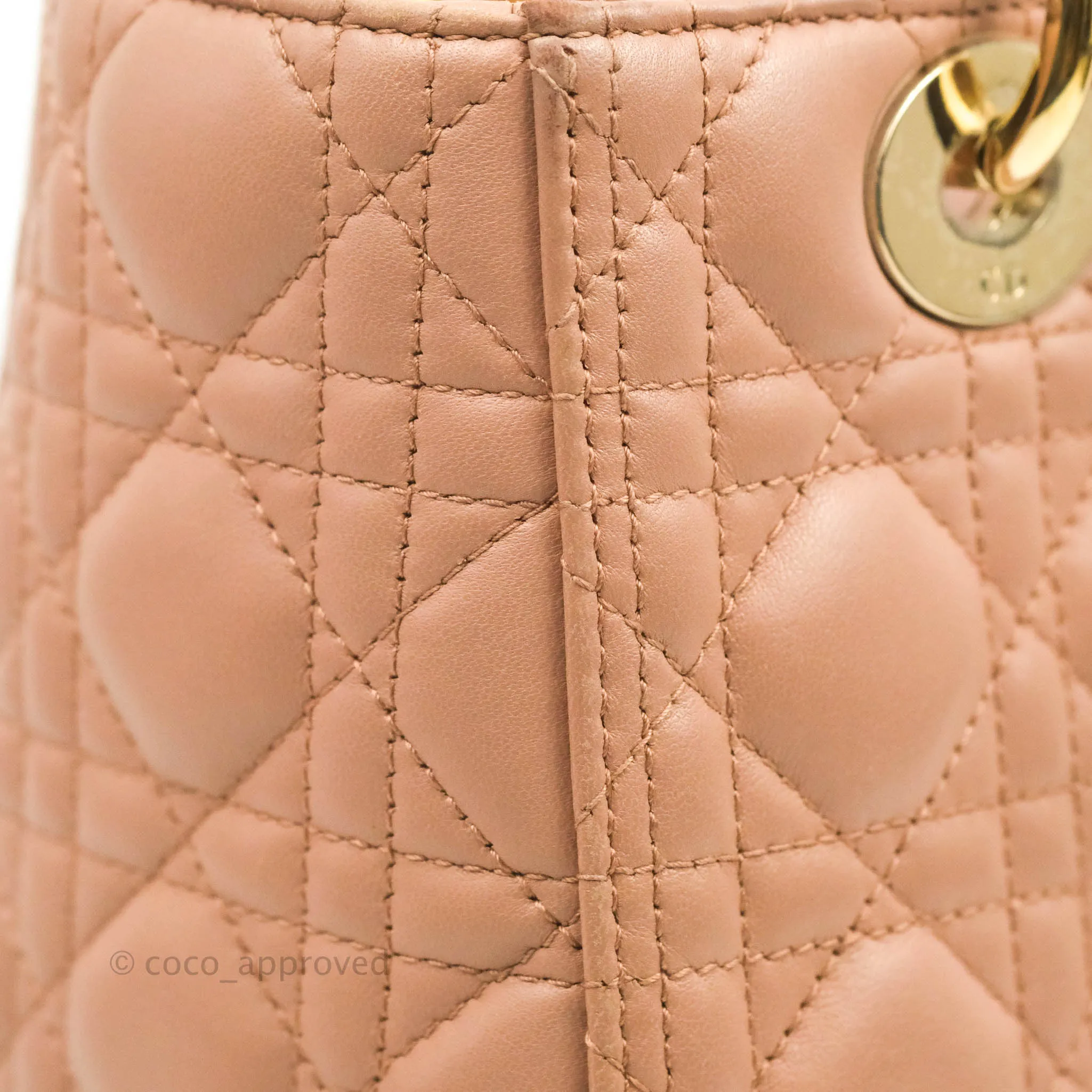 Christian Dior Medium Lady Dior Fard Blush Lambskin Gold Hardware