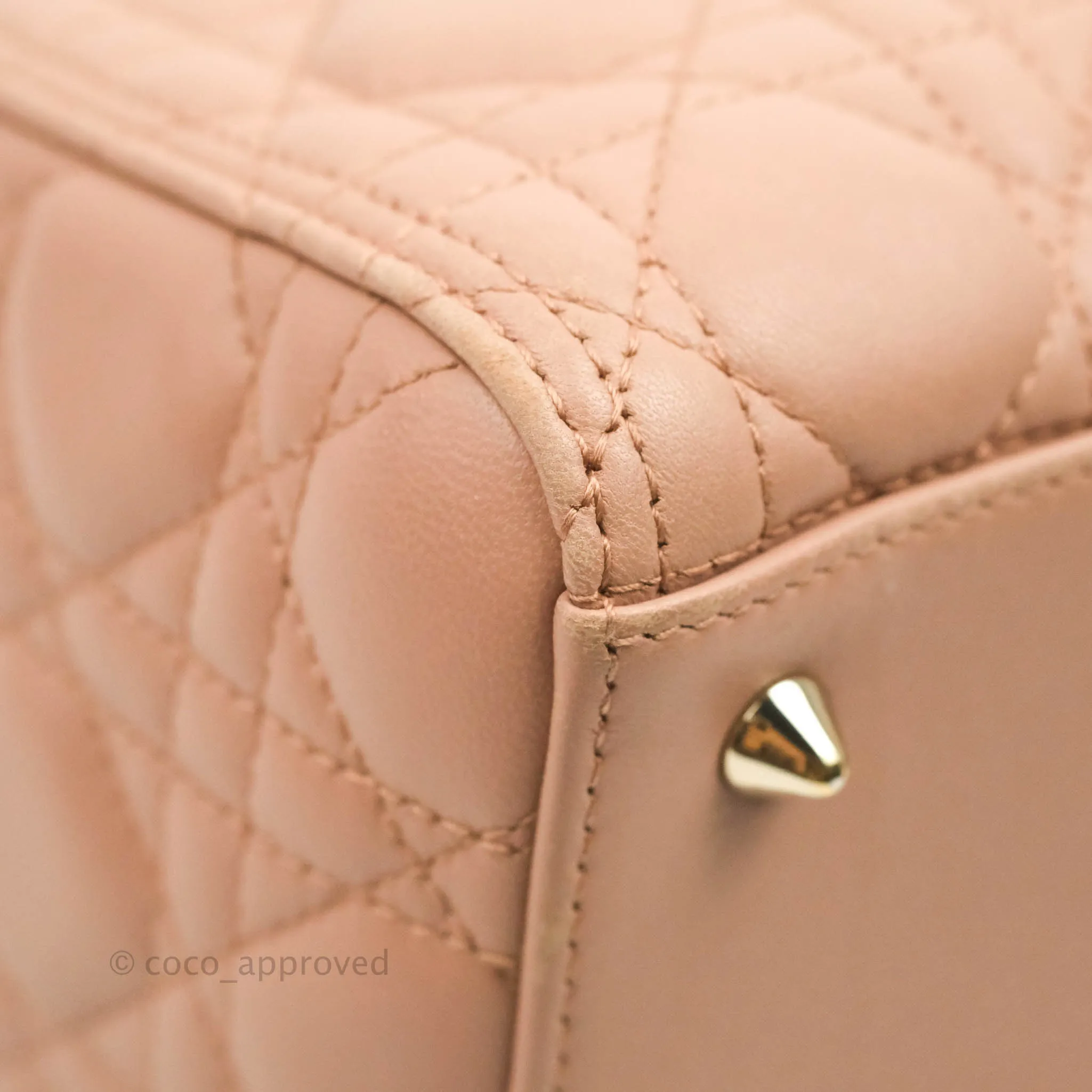 Christian Dior Medium Lady Dior Fard Blush Lambskin Gold Hardware