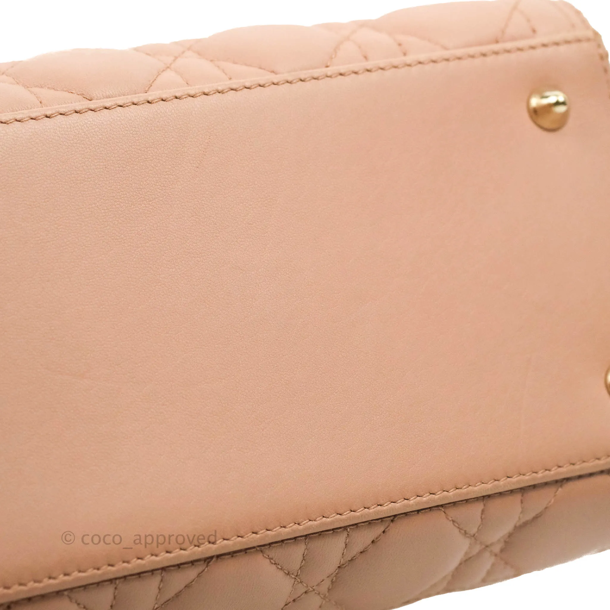 Christian Dior Medium Lady Dior Fard Blush Lambskin Gold Hardware