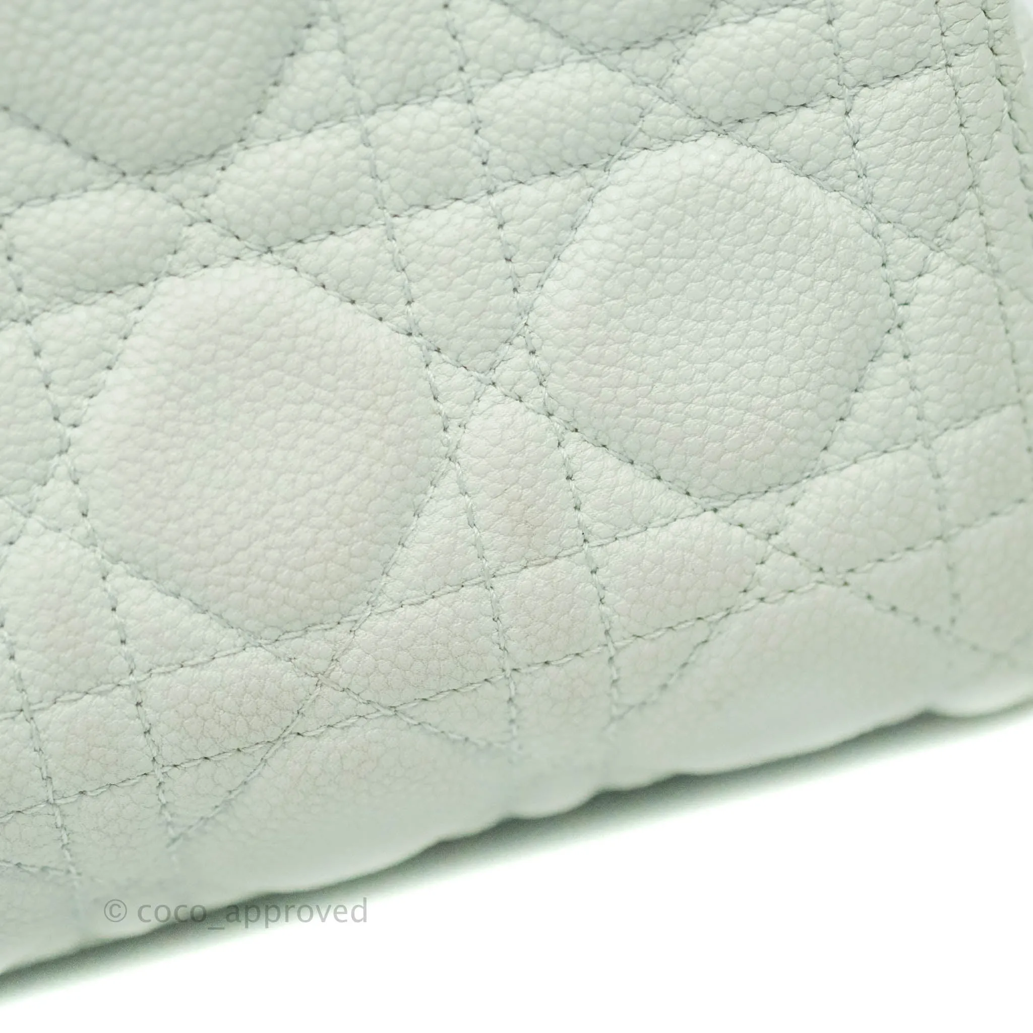Christian Dior Medium Lady Dior Light Mint Grained Leather Silver Hardware