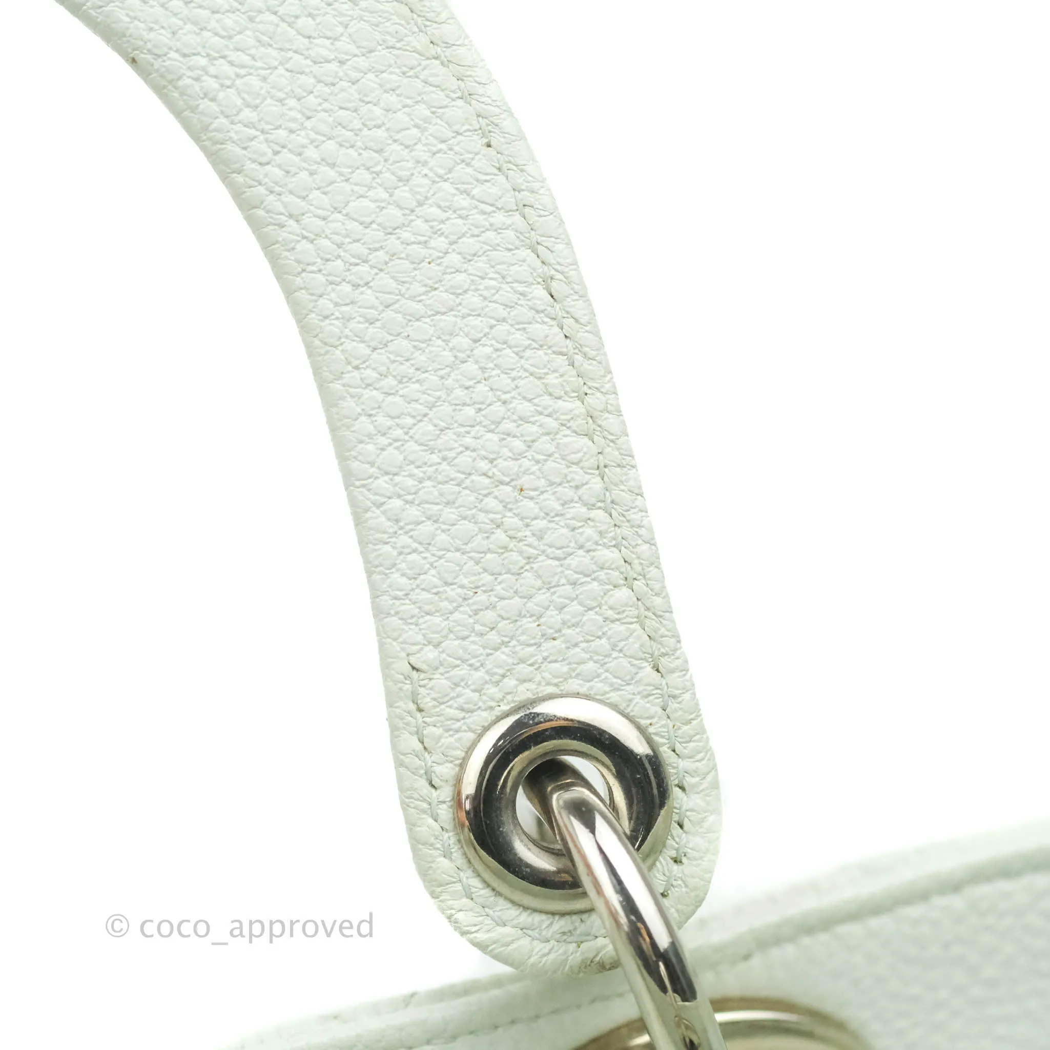 Christian Dior Medium Lady Dior Light Mint Grained Leather Silver Hardware