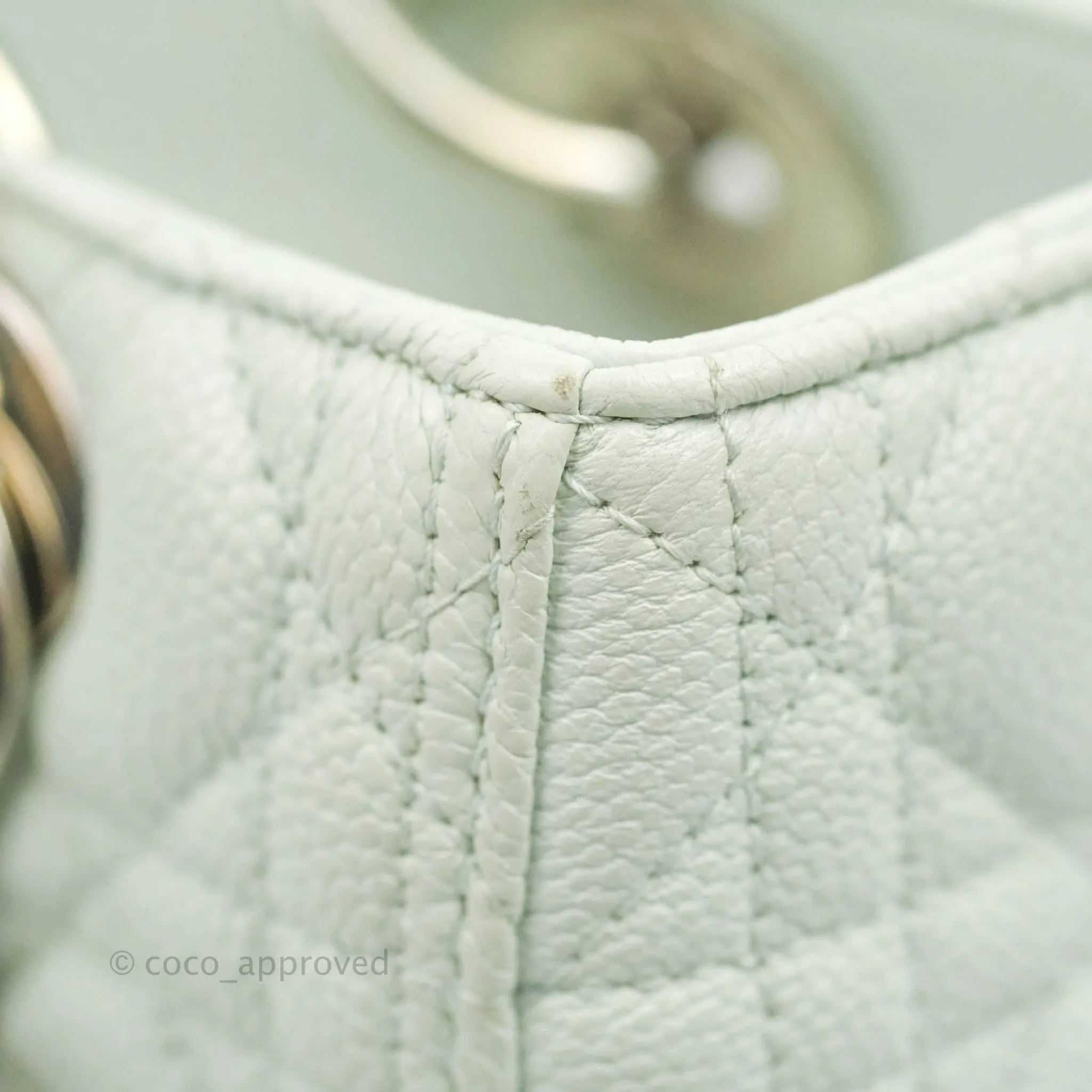 Christian Dior Medium Lady Dior Light Mint Grained Leather Silver Hardware
