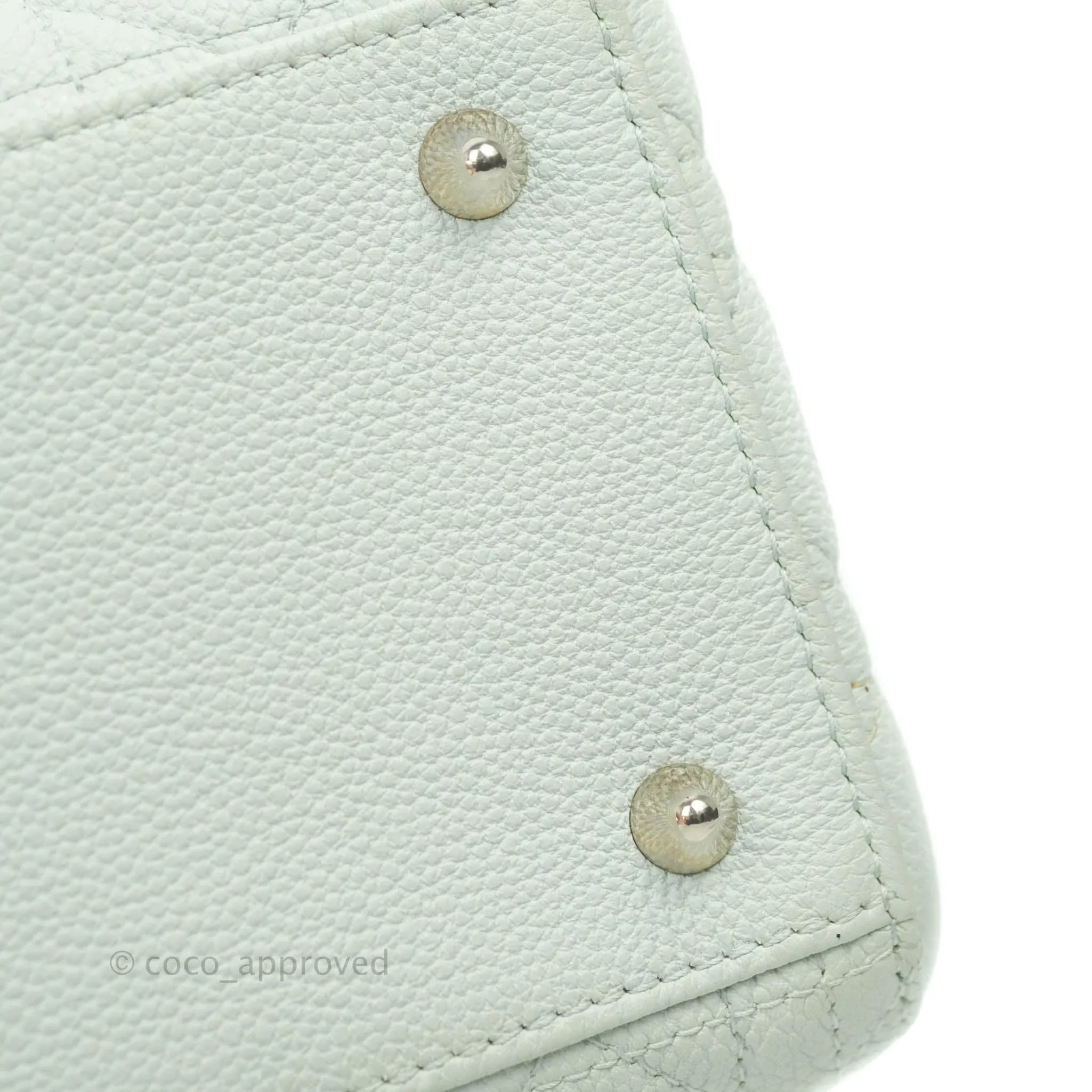 Christian Dior Medium Lady Dior Light Mint Grained Leather Silver Hardware