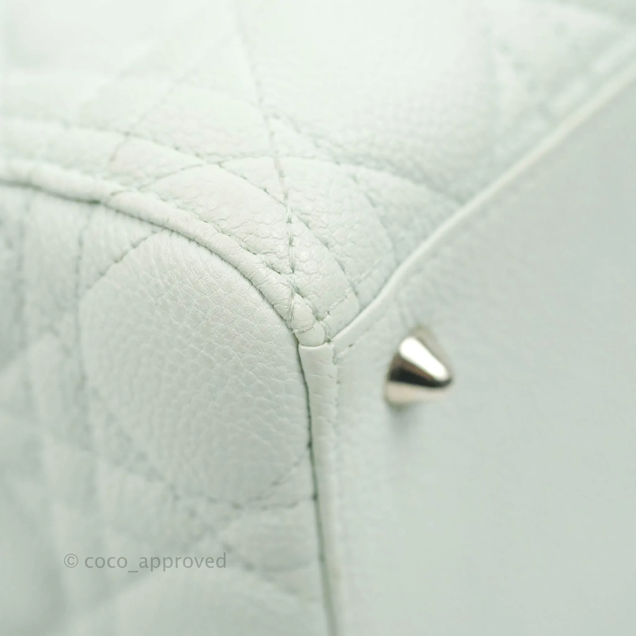 Christian Dior Medium Lady Dior Light Mint Grained Leather Silver Hardware