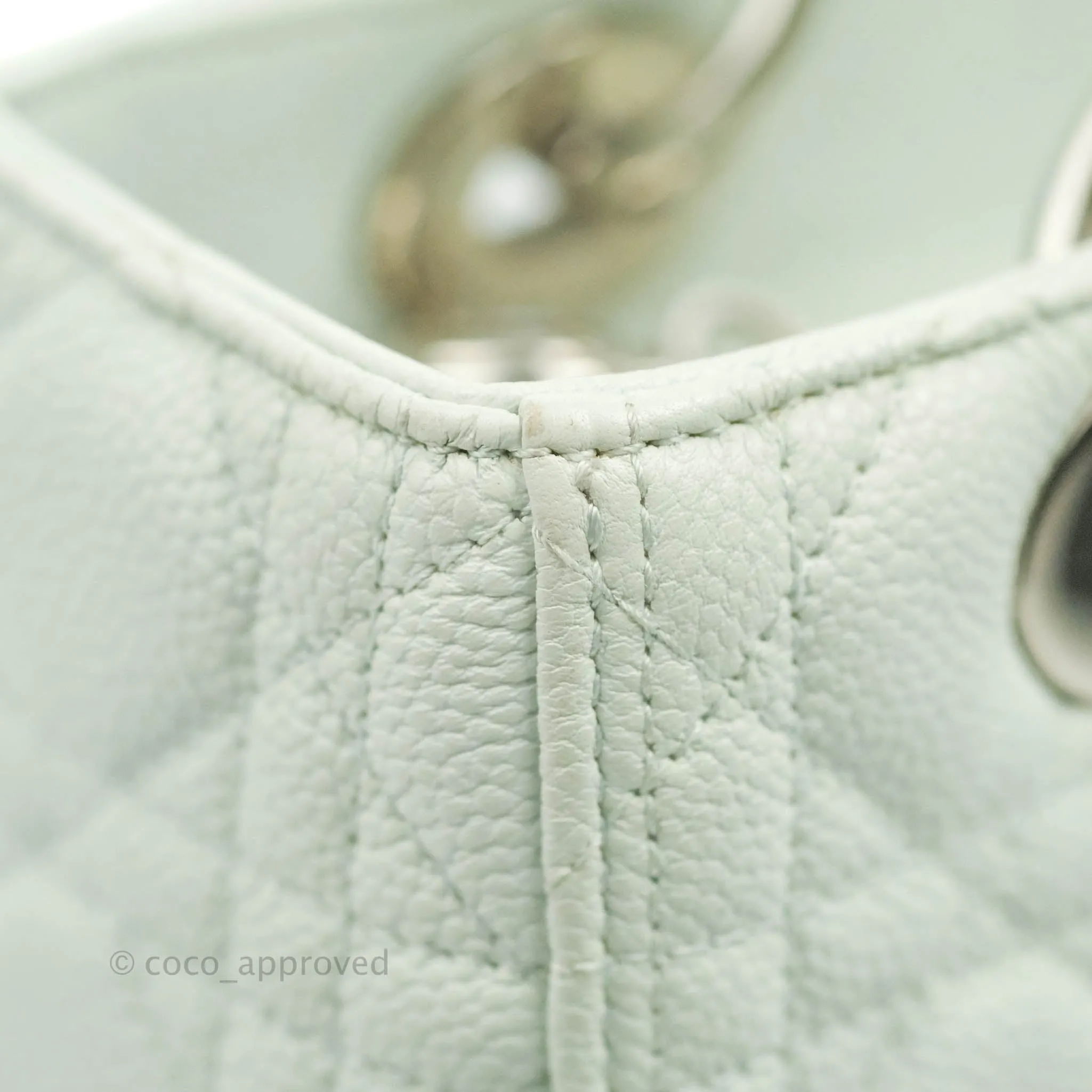 Christian Dior Medium Lady Dior Light Mint Grained Leather Silver Hardware