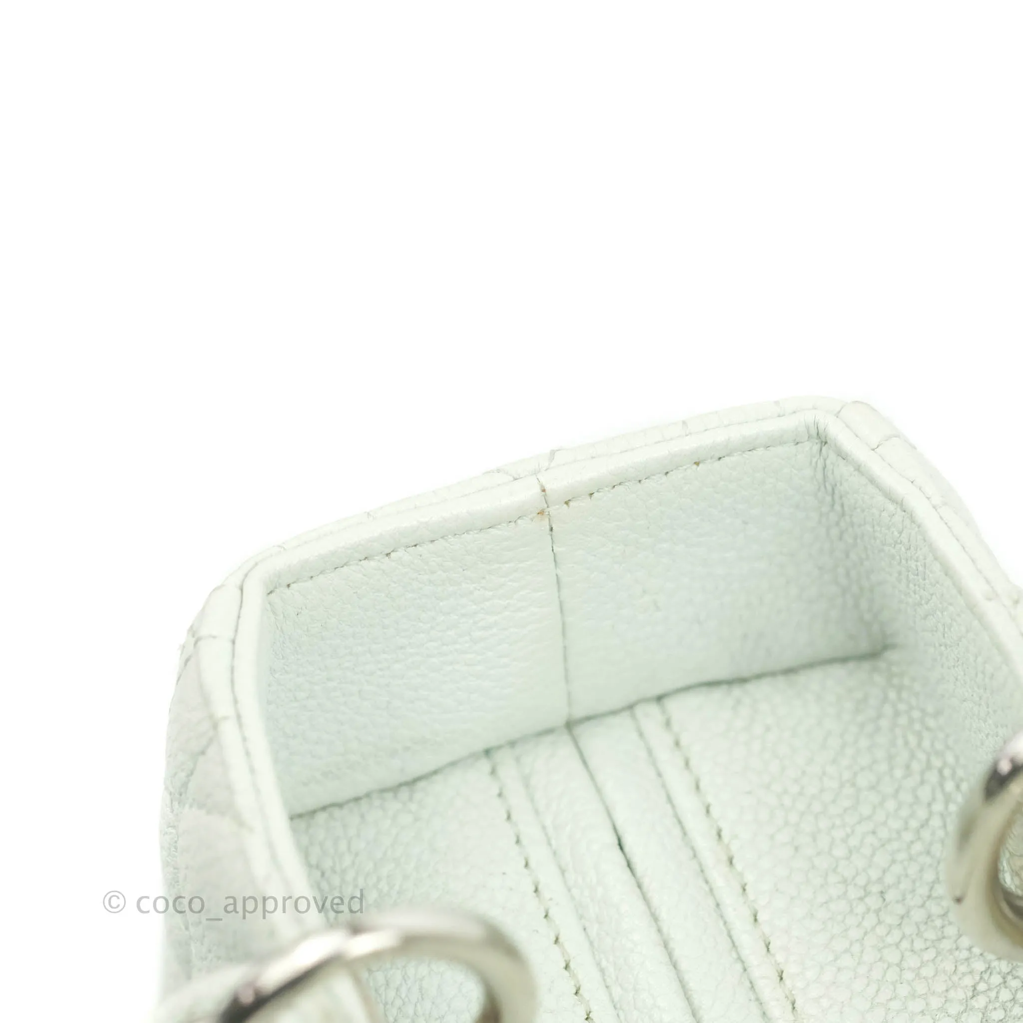 Christian Dior Medium Lady Dior Light Mint Grained Leather Silver Hardware
