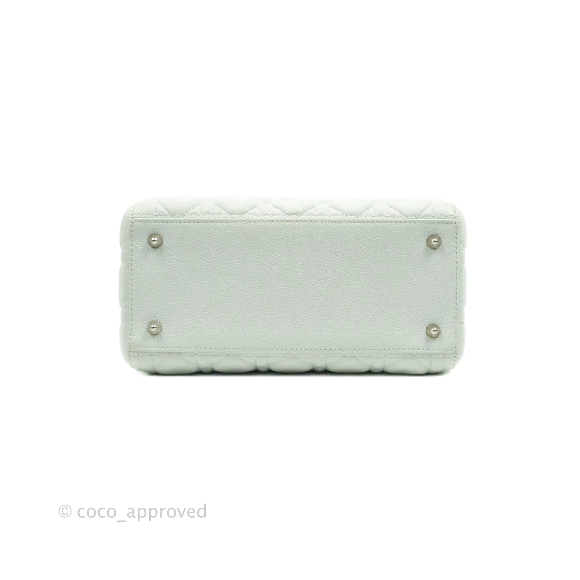 Christian Dior Medium Lady Dior Light Mint Grained Leather Silver Hardware