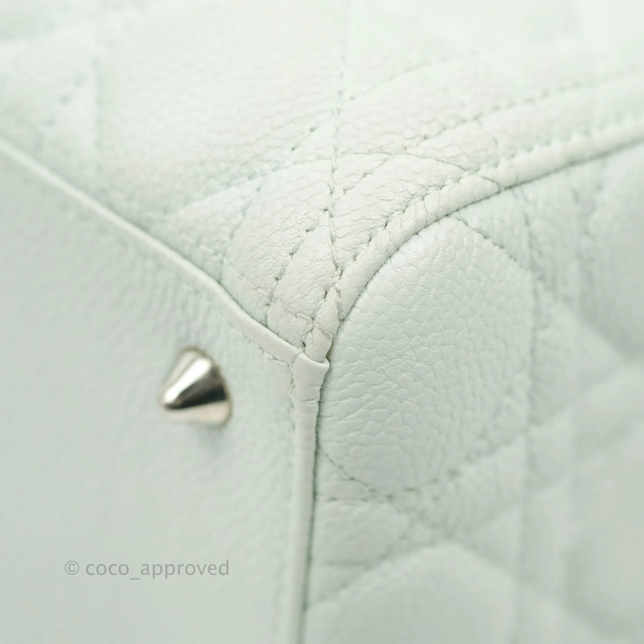 Christian Dior Medium Lady Dior Light Mint Grained Leather Silver Hardware