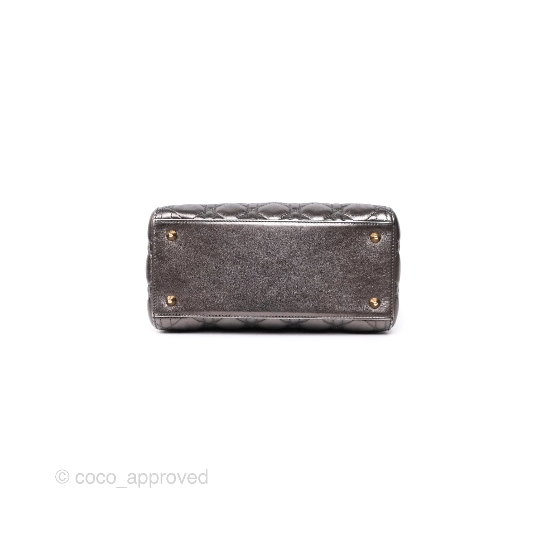 Christian Dior Medium Lady Dior Metallic Dark Grey Lambskin Gold Hardware