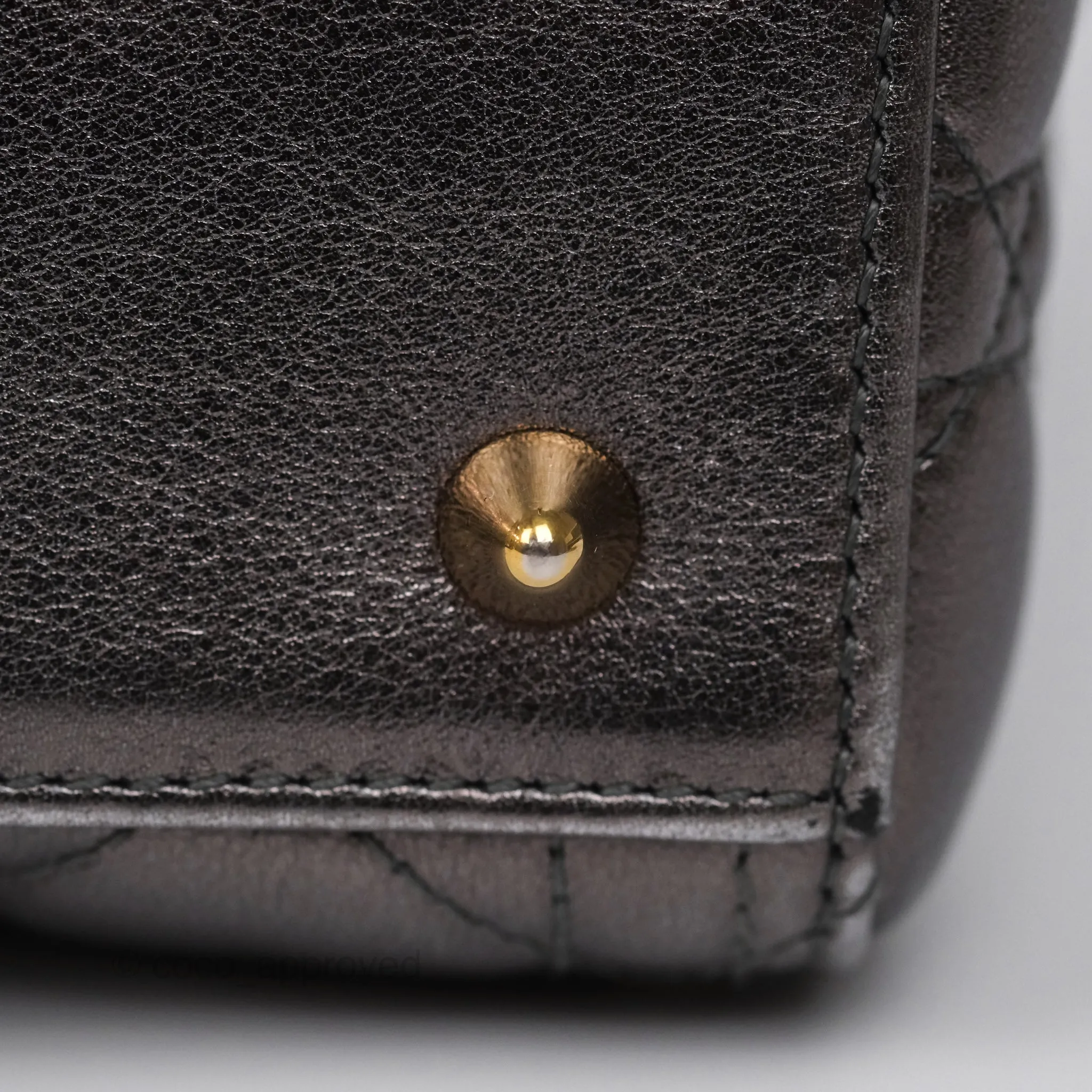 Christian Dior Medium Lady Dior Metallic Dark Grey Lambskin Gold Hardware