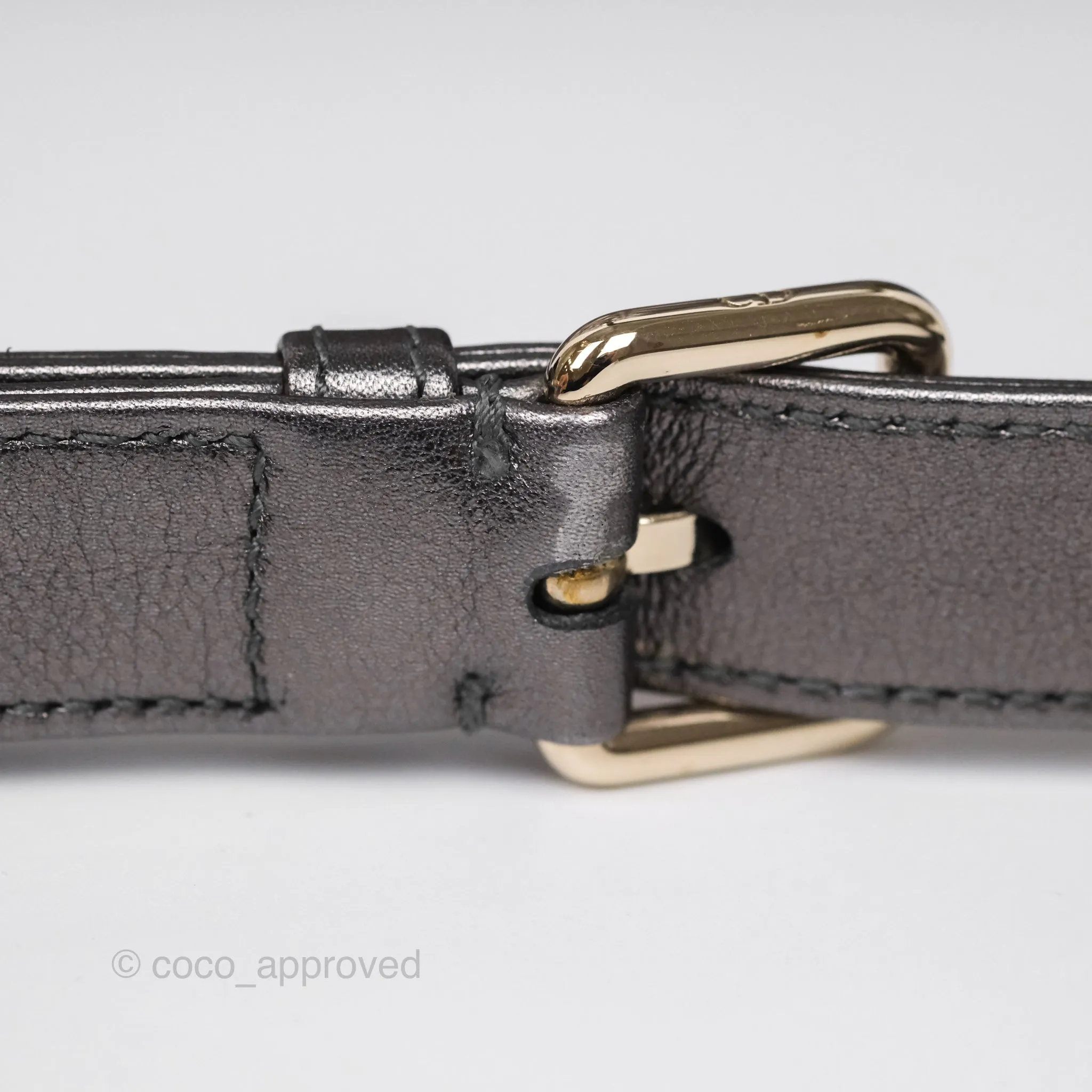 Christian Dior Medium Lady Dior Metallic Dark Grey Lambskin Gold Hardware