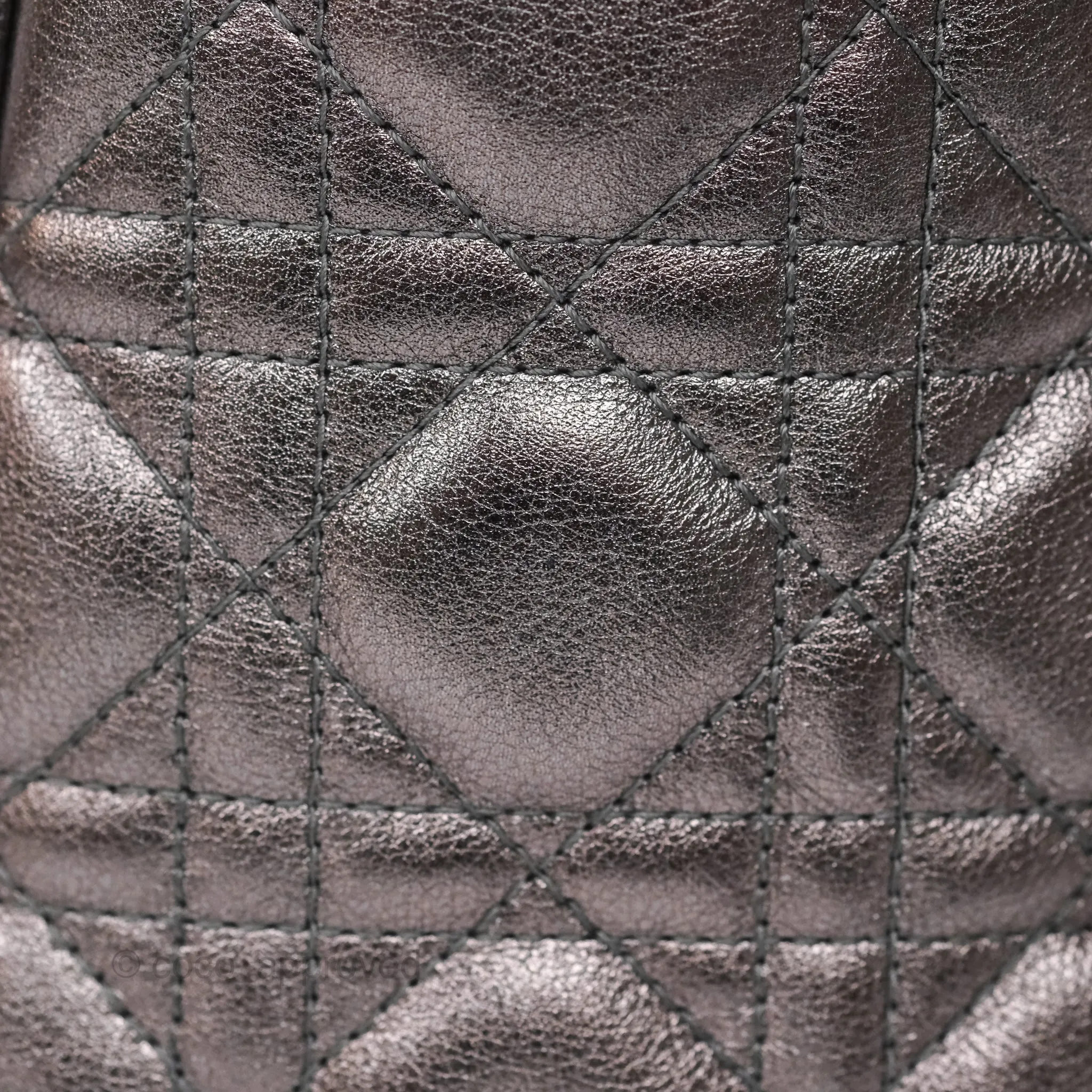 Christian Dior Medium Lady Dior Metallic Dark Grey Lambskin Gold Hardware