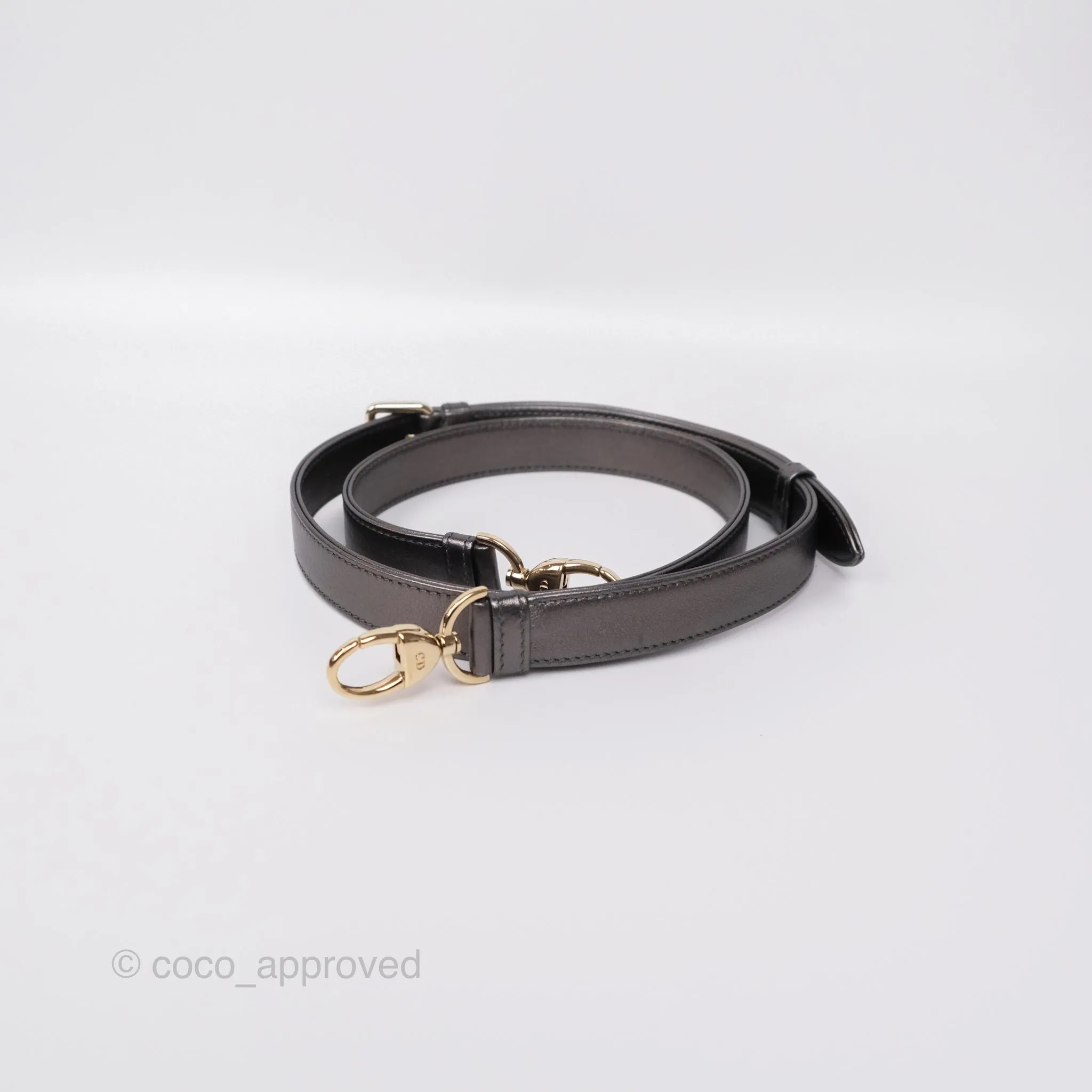 Christian Dior Medium Lady Dior Metallic Dark Grey Lambskin Gold Hardware