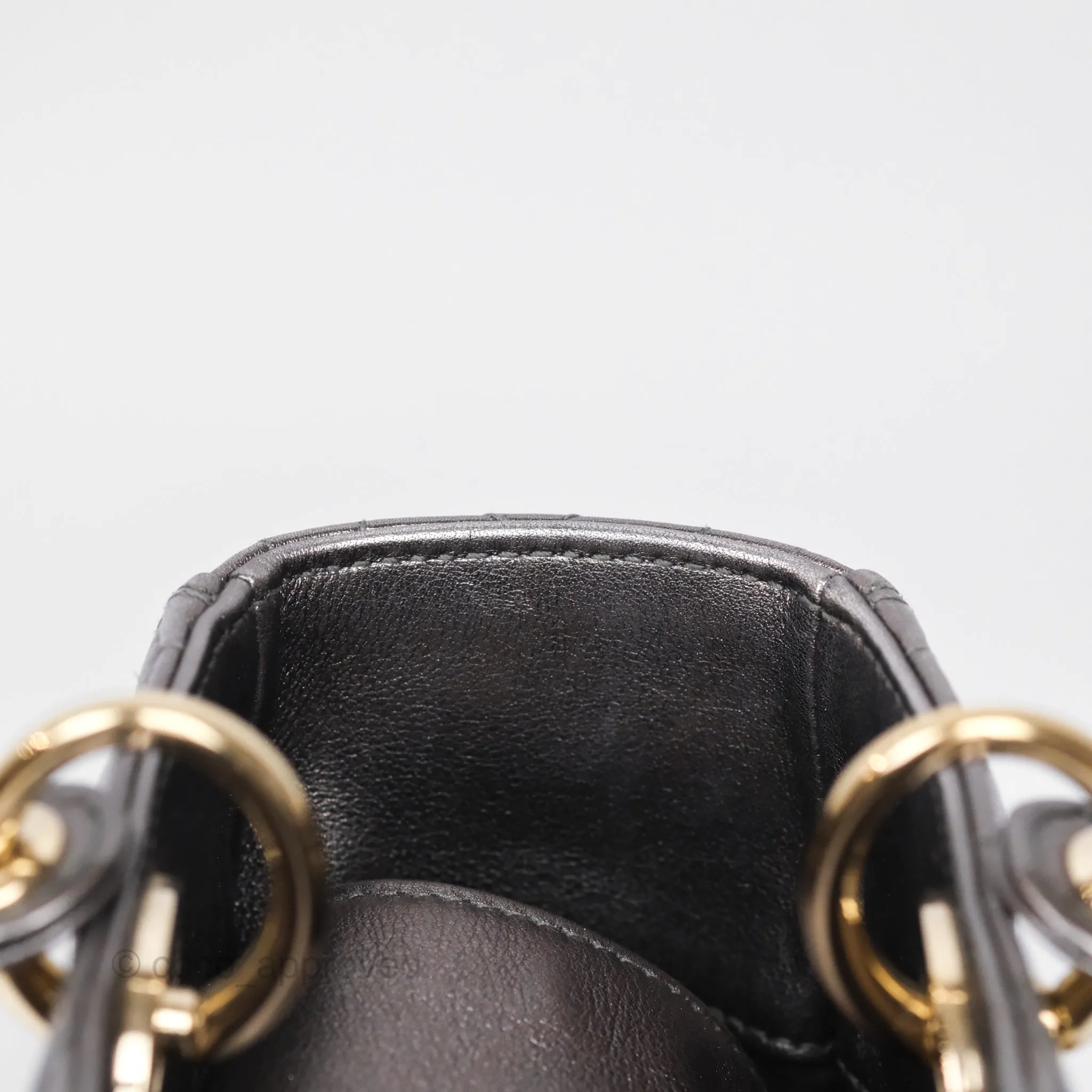 Christian Dior Medium Lady Dior Metallic Dark Grey Lambskin Gold Hardware