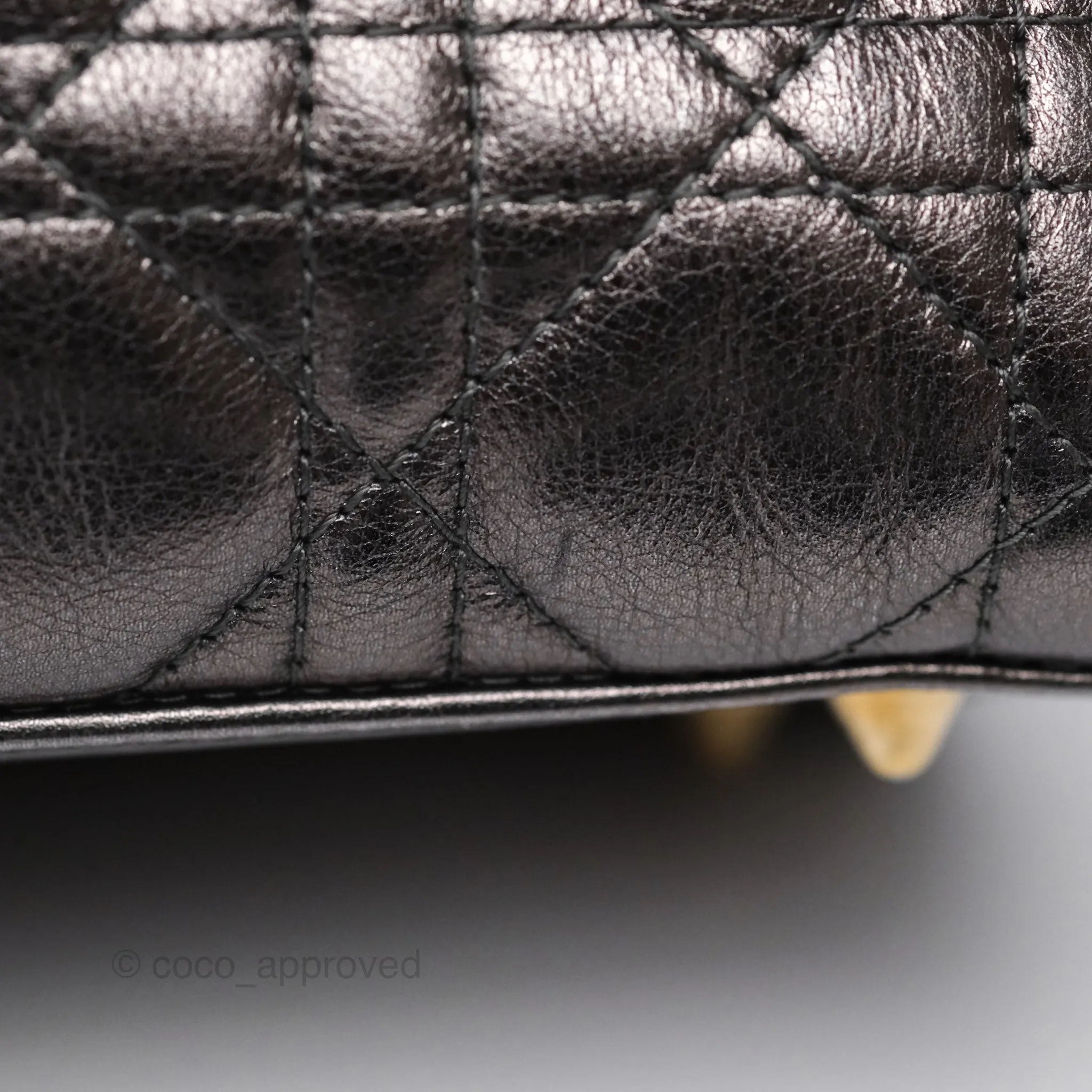 Christian Dior Medium Lady Dior Metallic Dark Grey Lambskin Gold Hardware