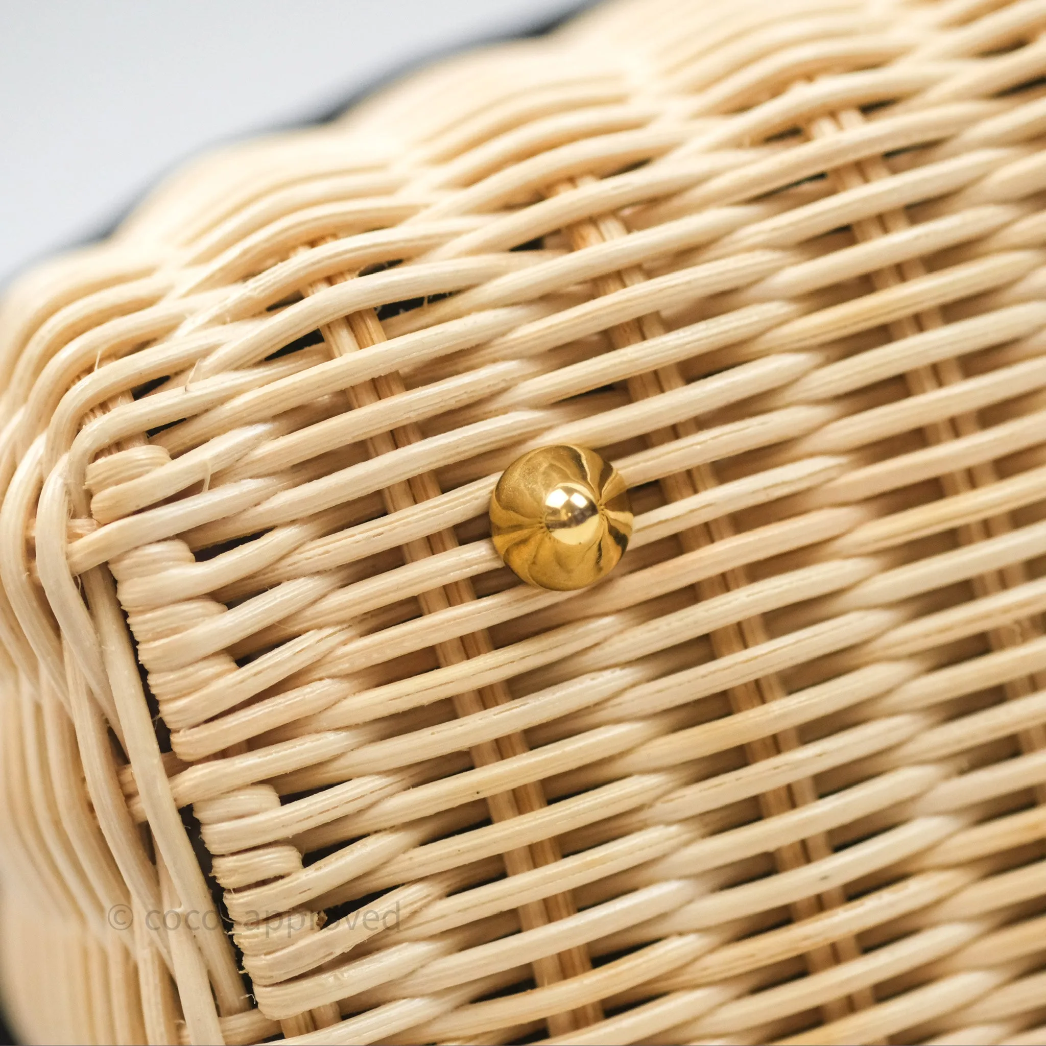 Christian Dior Medium Lady Dior Natural Rattan and Blue Dior Oblique Jacquard
