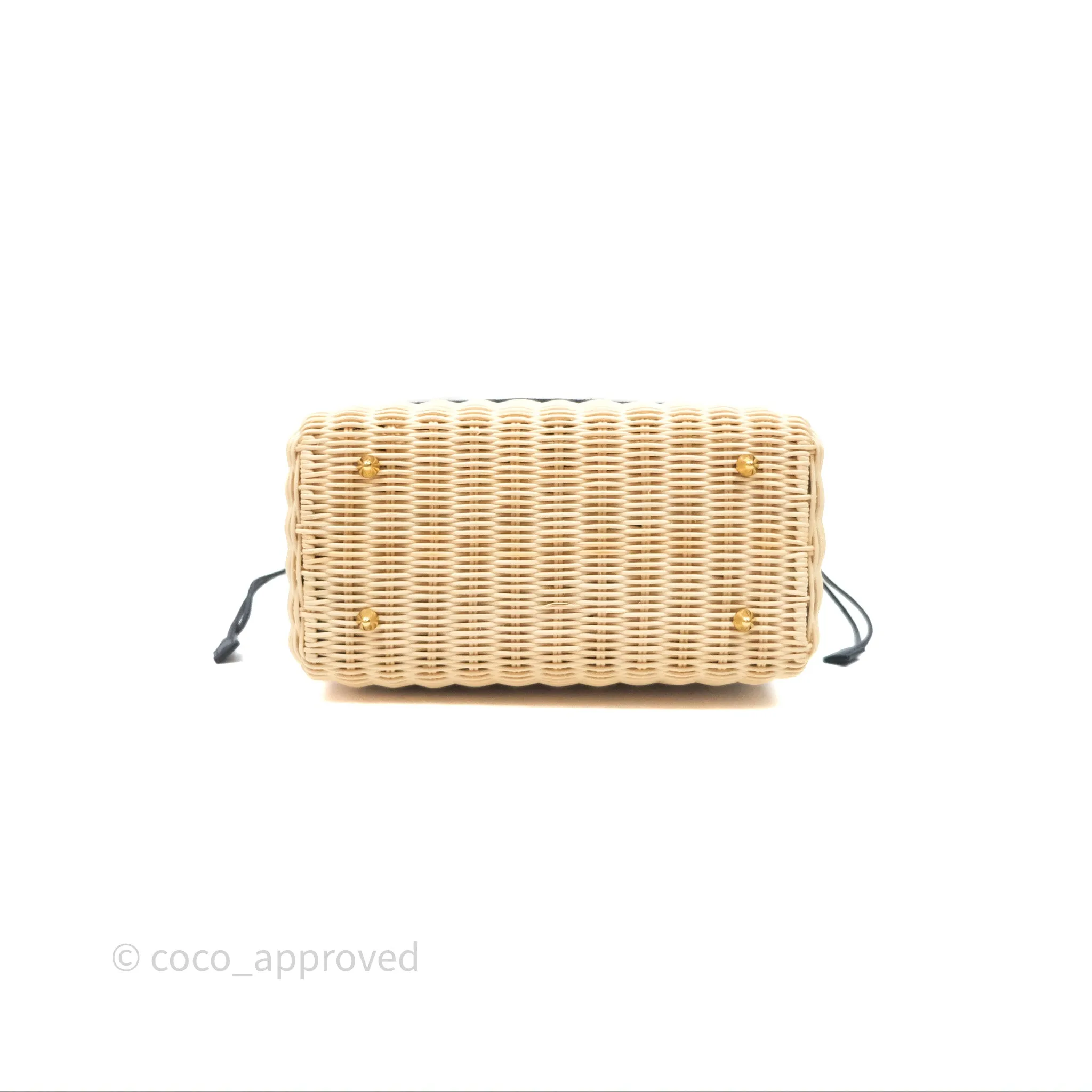 Christian Dior Medium Lady Dior Natural Rattan and Blue Dior Oblique Jacquard