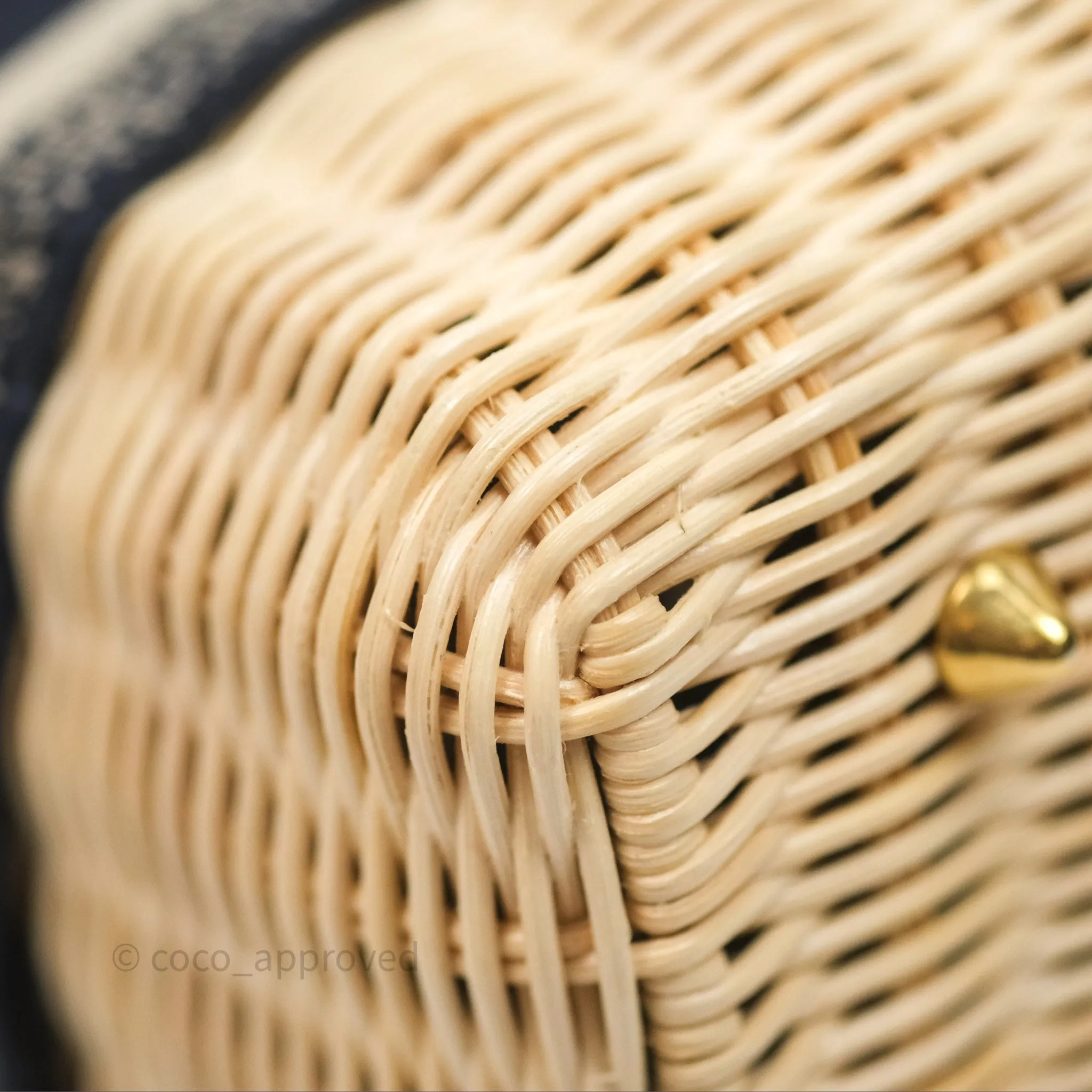 Christian Dior Medium Lady Dior Natural Rattan and Blue Dior Oblique Jacquard