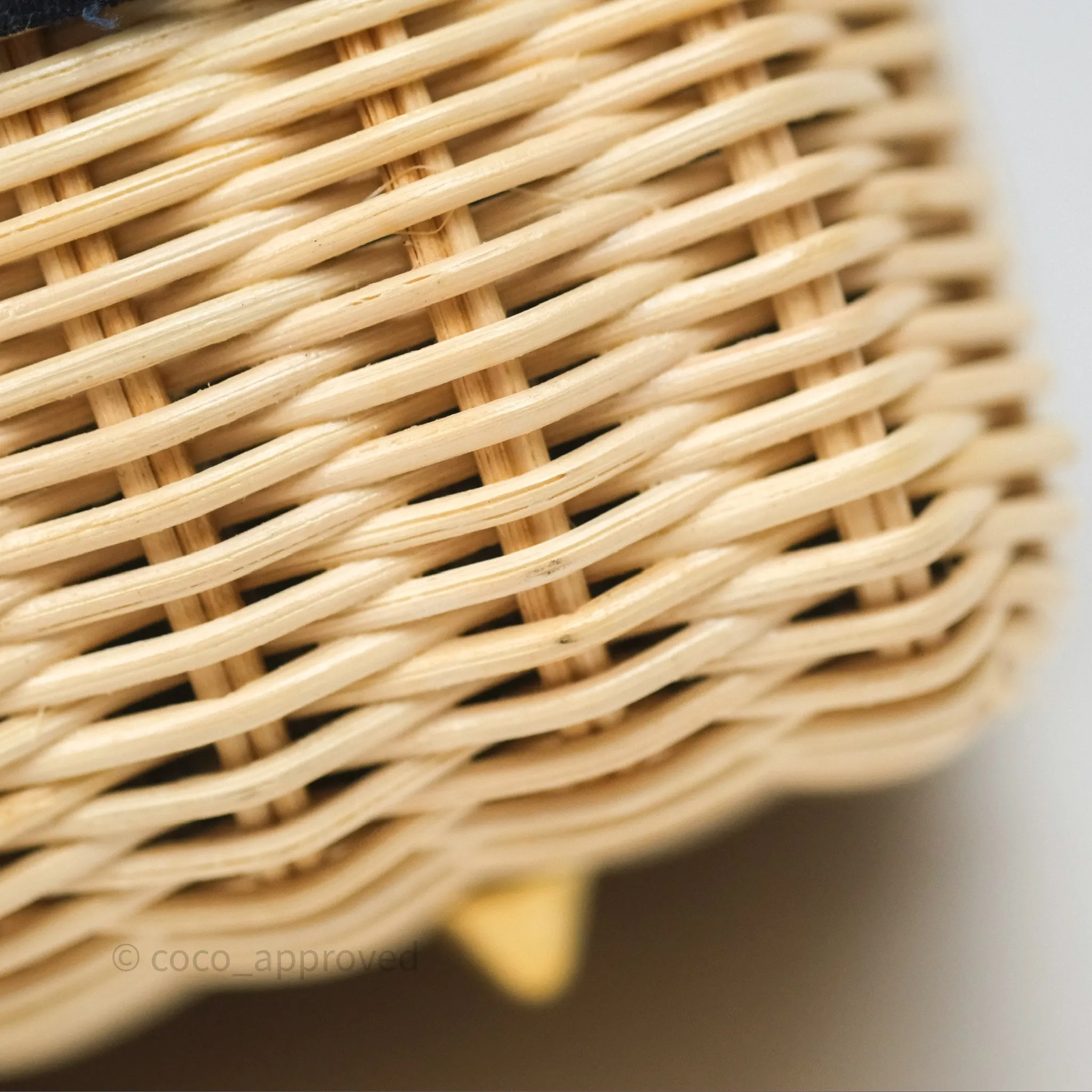 Christian Dior Medium Lady Dior Natural Rattan and Blue Dior Oblique Jacquard