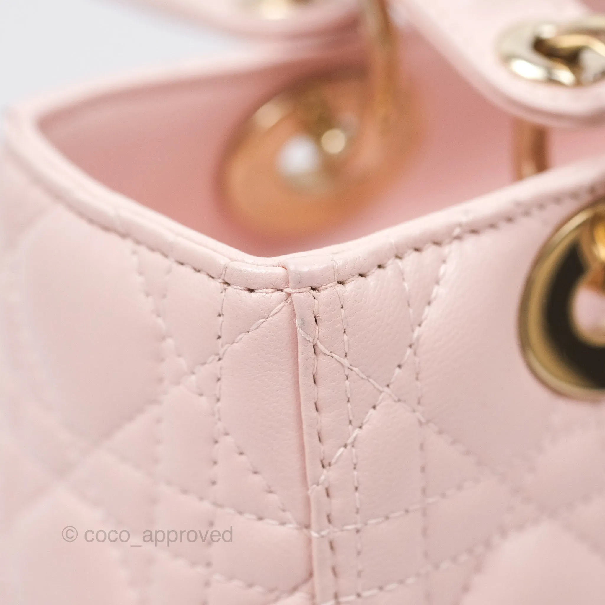 Christian Dior Medium Lady Dior Pink Lambskin Gold Hardware