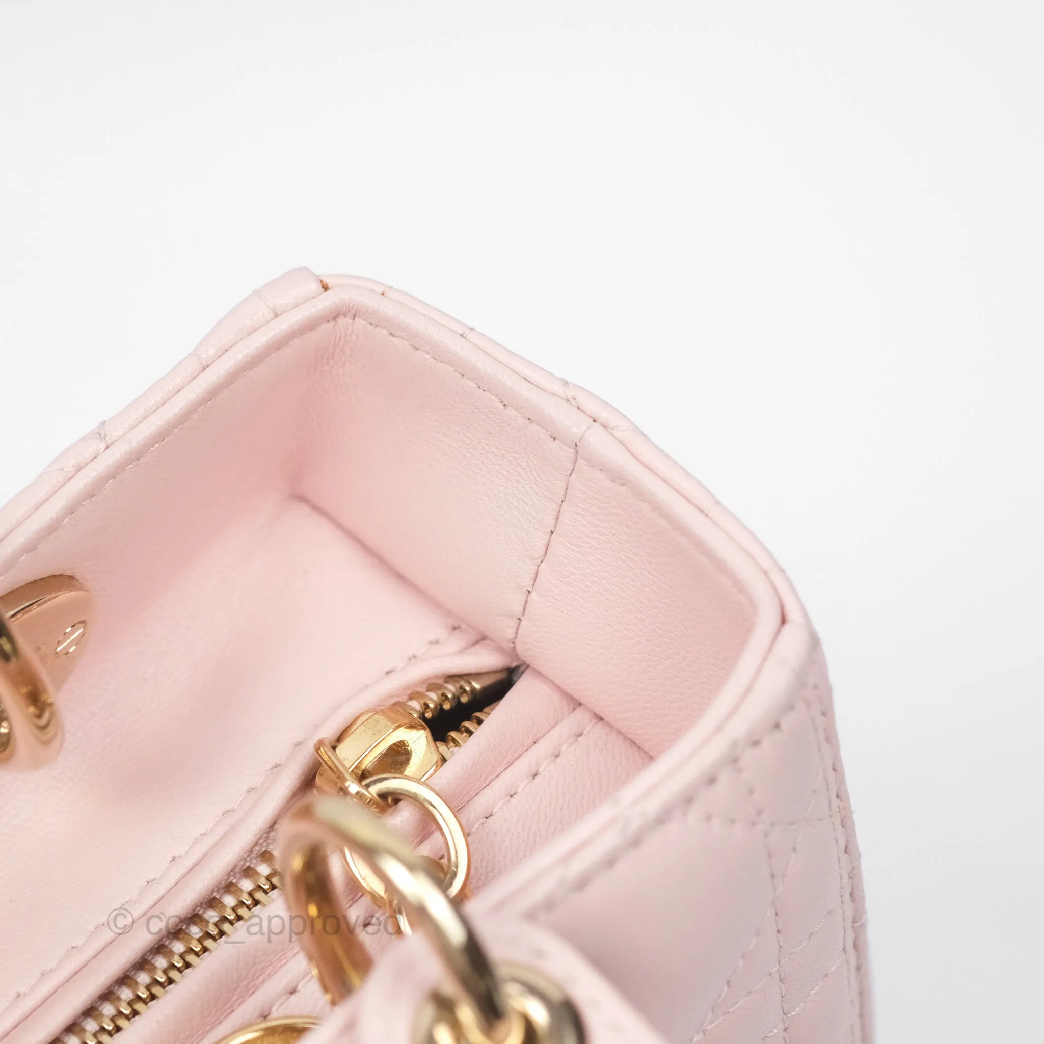 Christian Dior Medium Lady Dior Pink Lambskin Gold Hardware