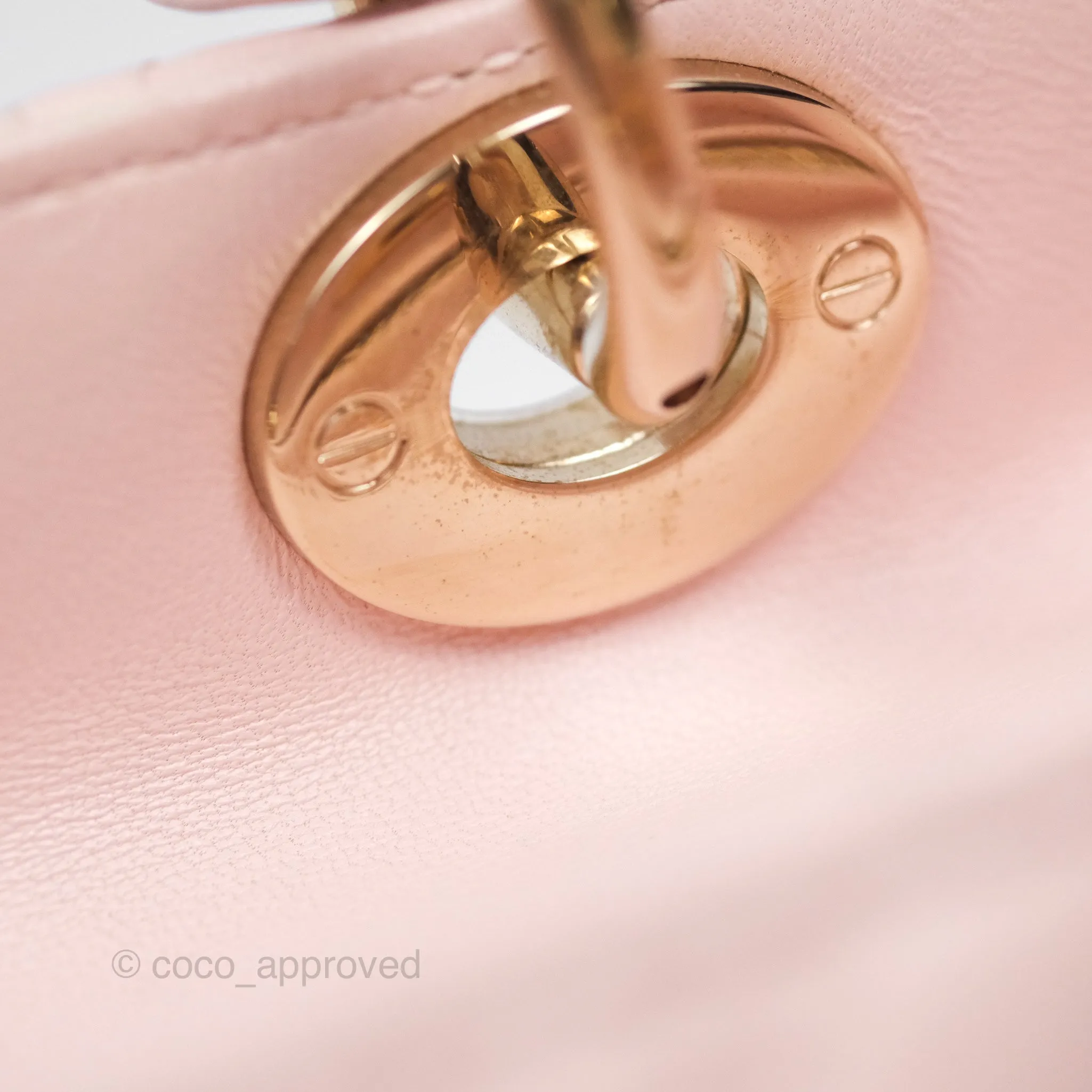 Christian Dior Medium Lady Dior Pink Lambskin Gold Hardware