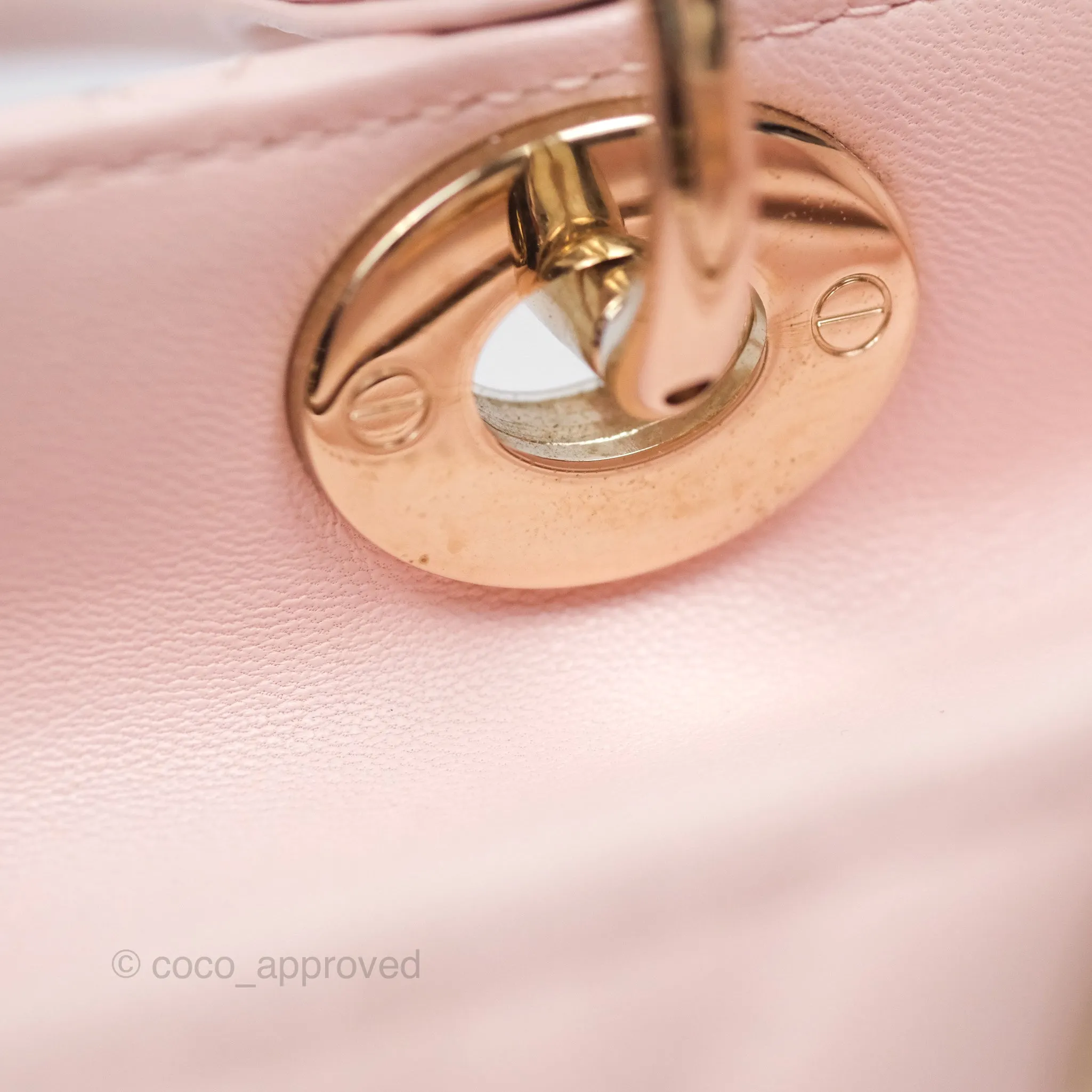 Christian Dior Medium Lady Dior Pink Lambskin Gold Hardware